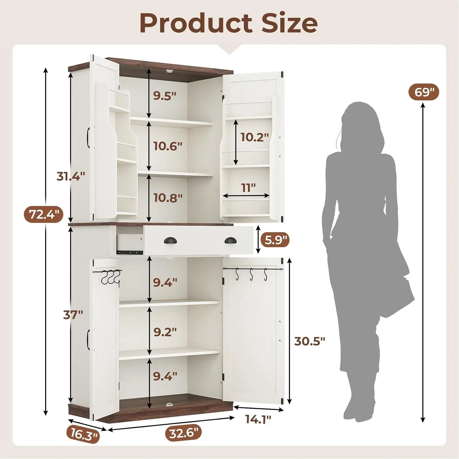 Farmhouse Kitchen Storage Cabinet Pantry Cabinet Home Bar