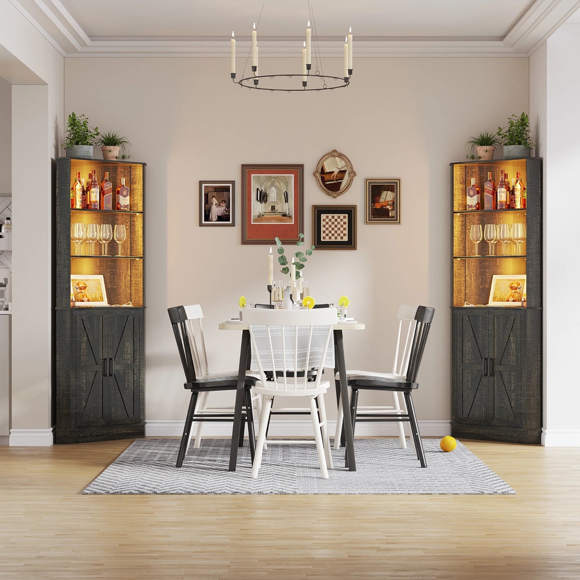66" Tall Corner Cabinet With Led Light