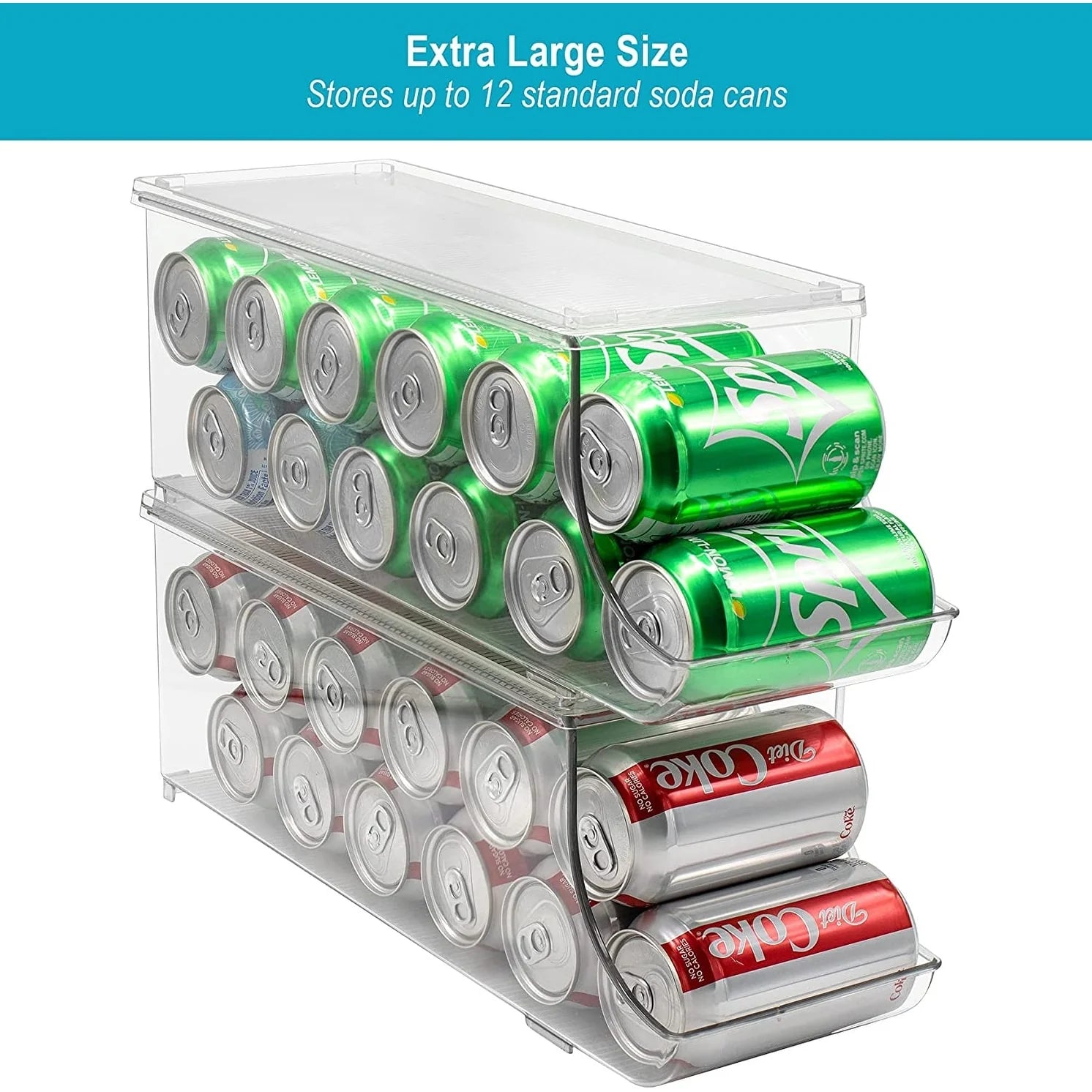 Sorbus Soda Can Organizer for Refrigerator Can Holder with Lid, Holds 12 Cans, BPA-Free, Clear Design