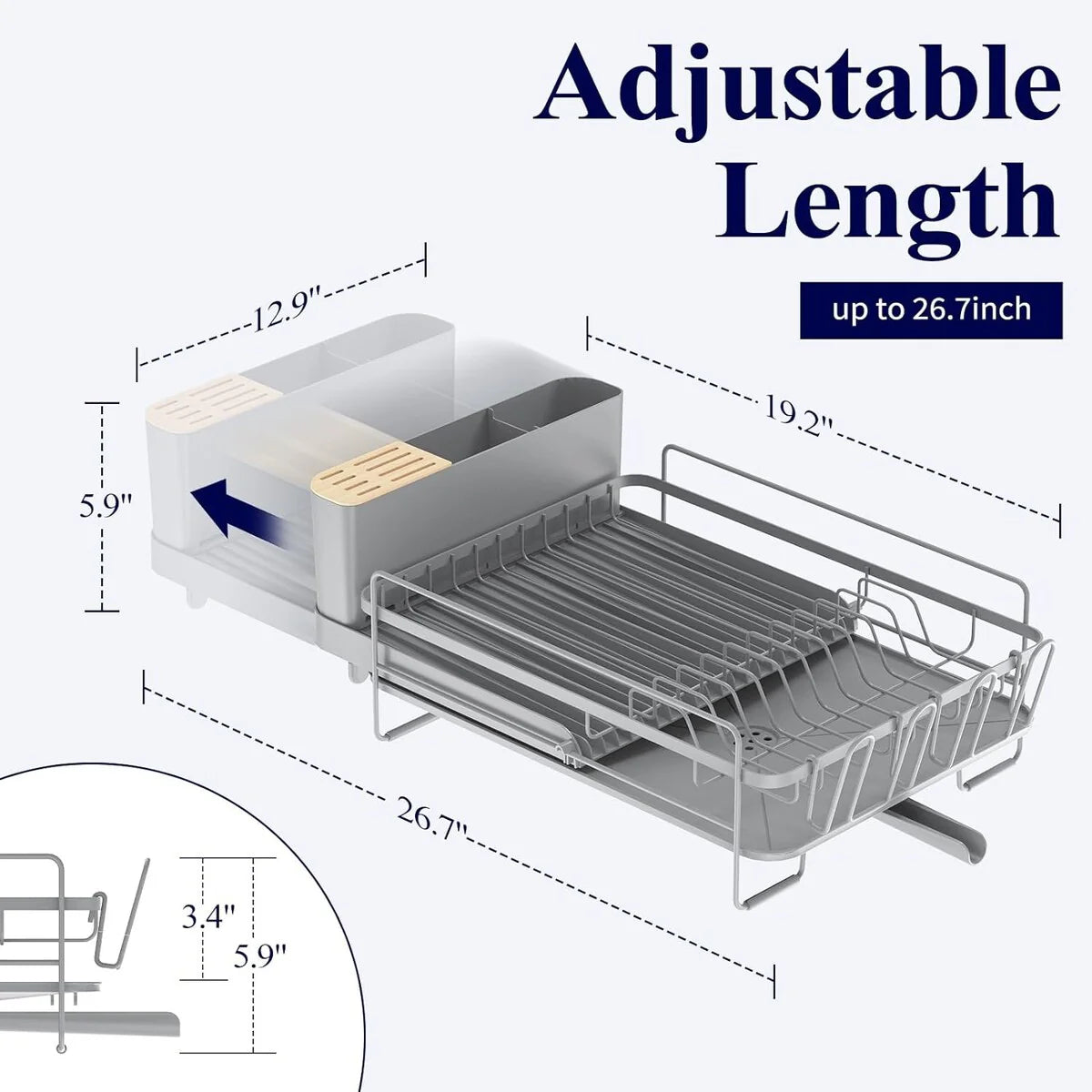 26.7'' Kitsure Large Dish Drying Rack - Extendable Dish Rack