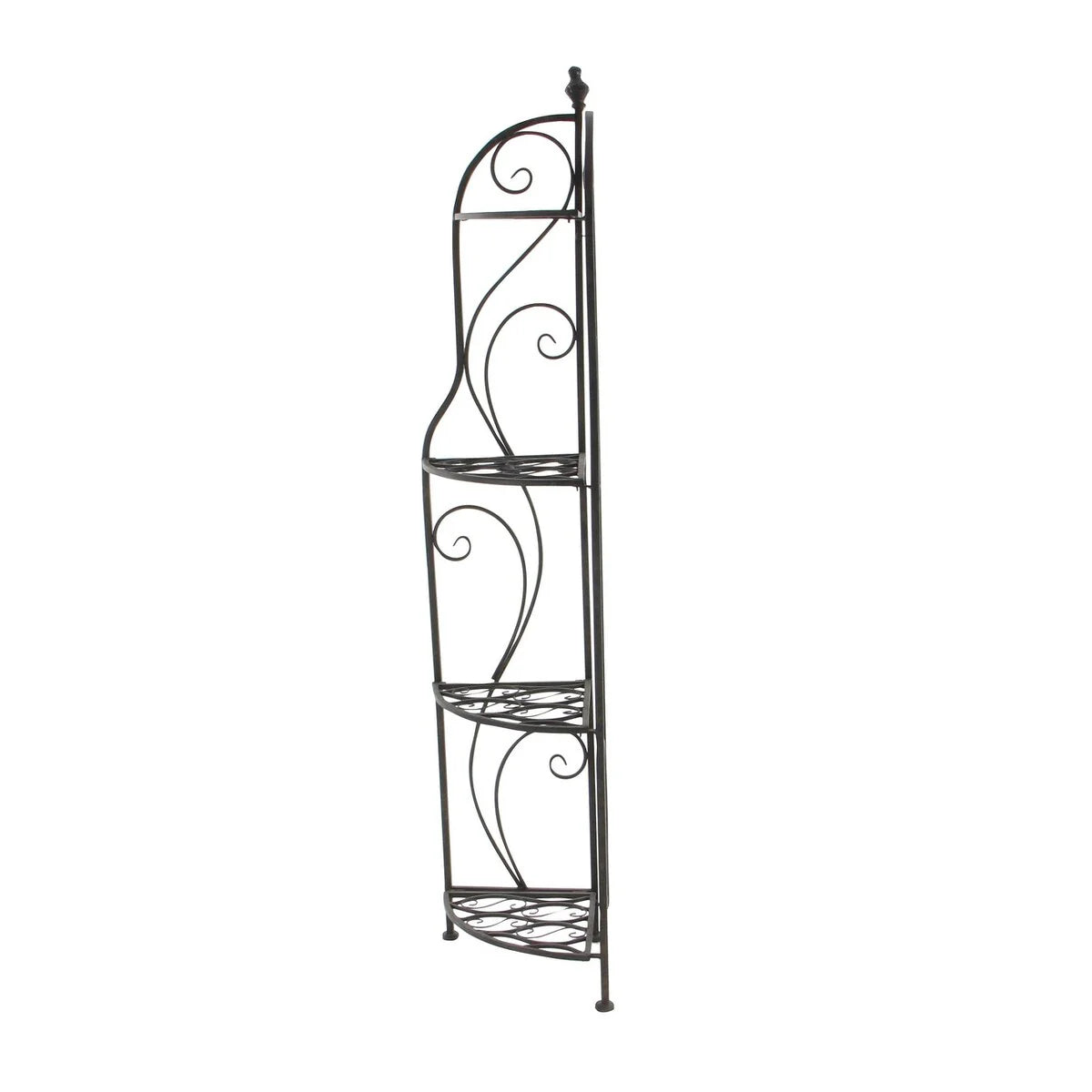 Metal Scroll Indoor Outdoor Arched Tall Folding Corner 4 Shelf Bakers Rack - Black - Roche River Decor