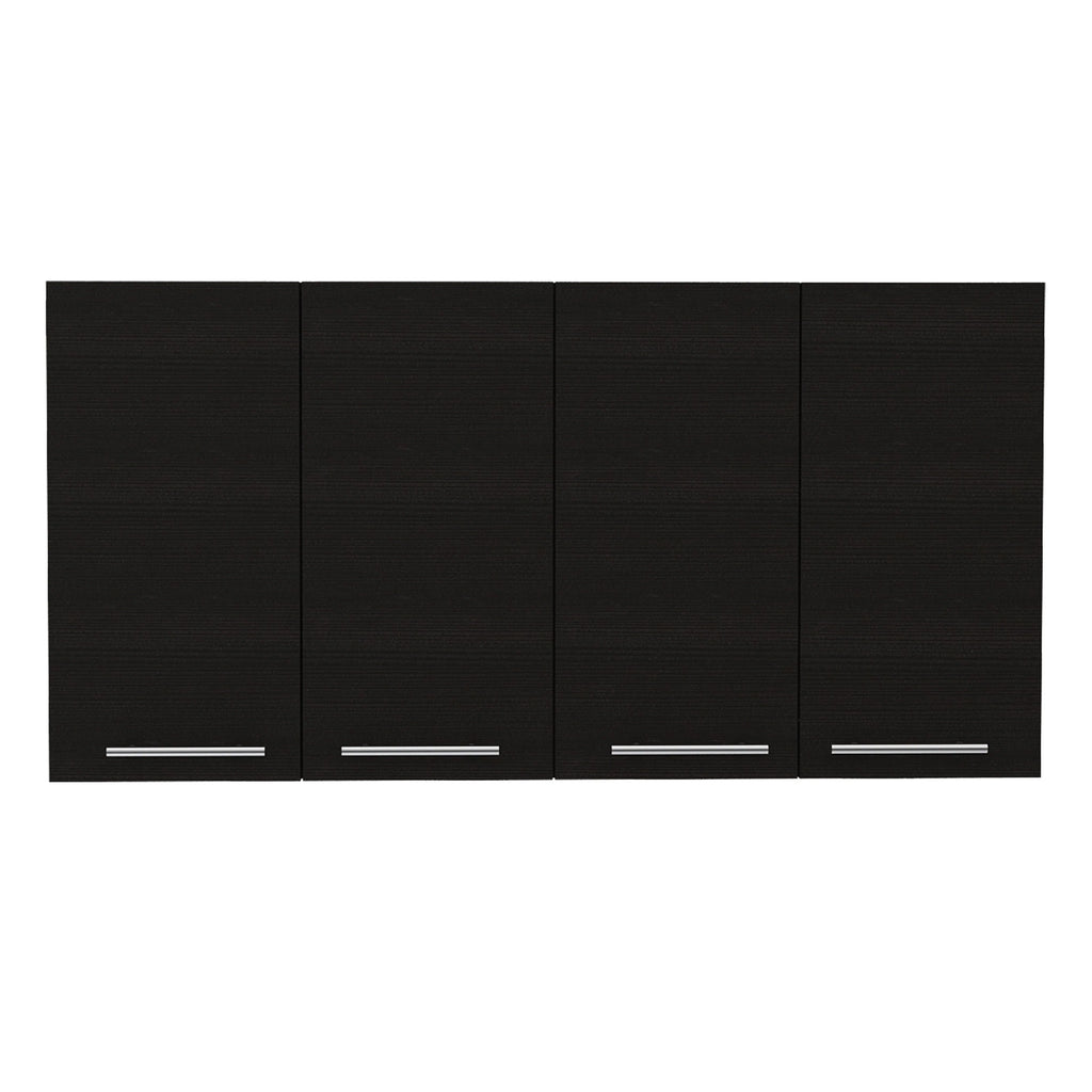 HomeRoots 47" Black Wood Wall Mounted Accent Cabinet With Four Doors