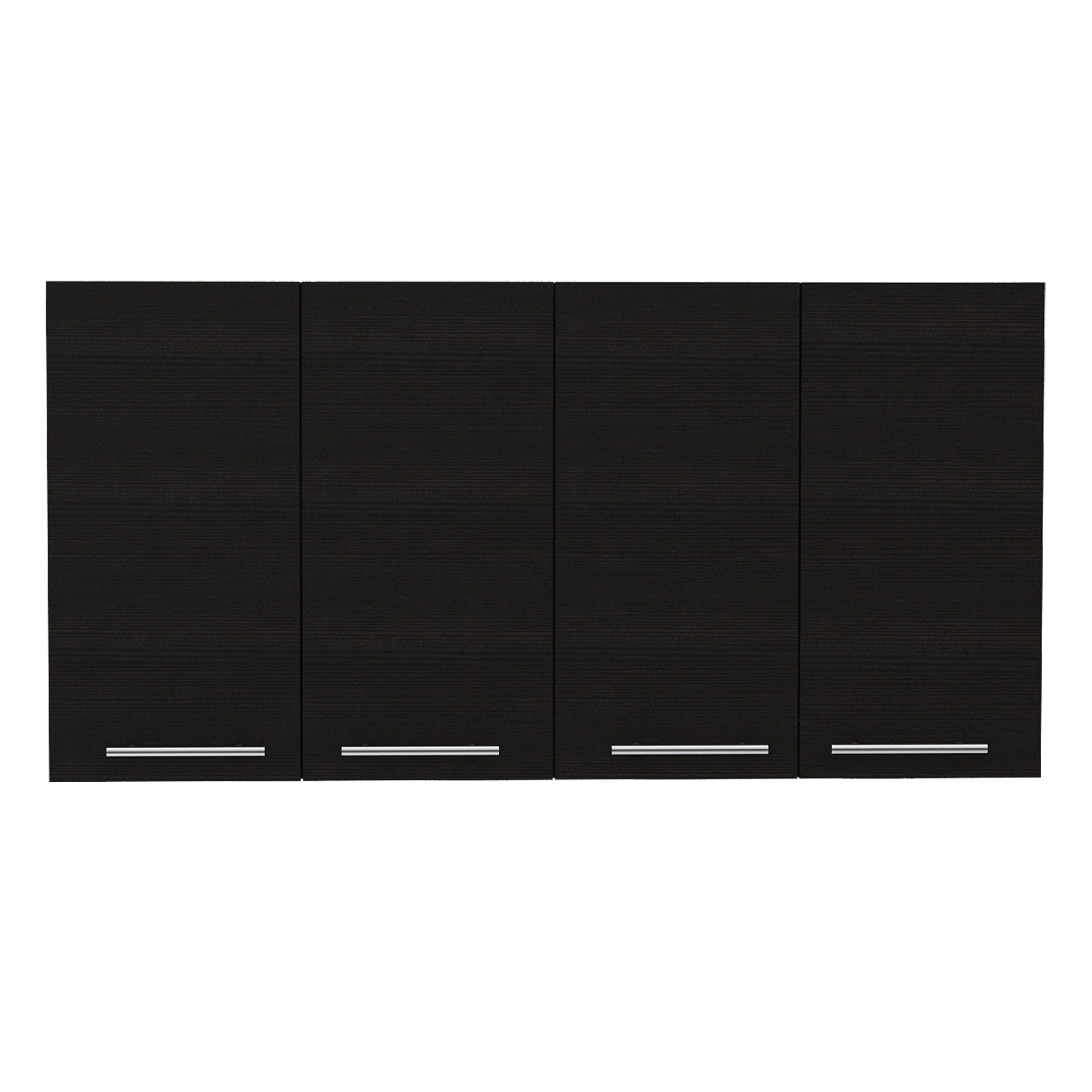 HomeRoots 47" Black Wood Wall Mounted Accent Cabinet With Four Doors