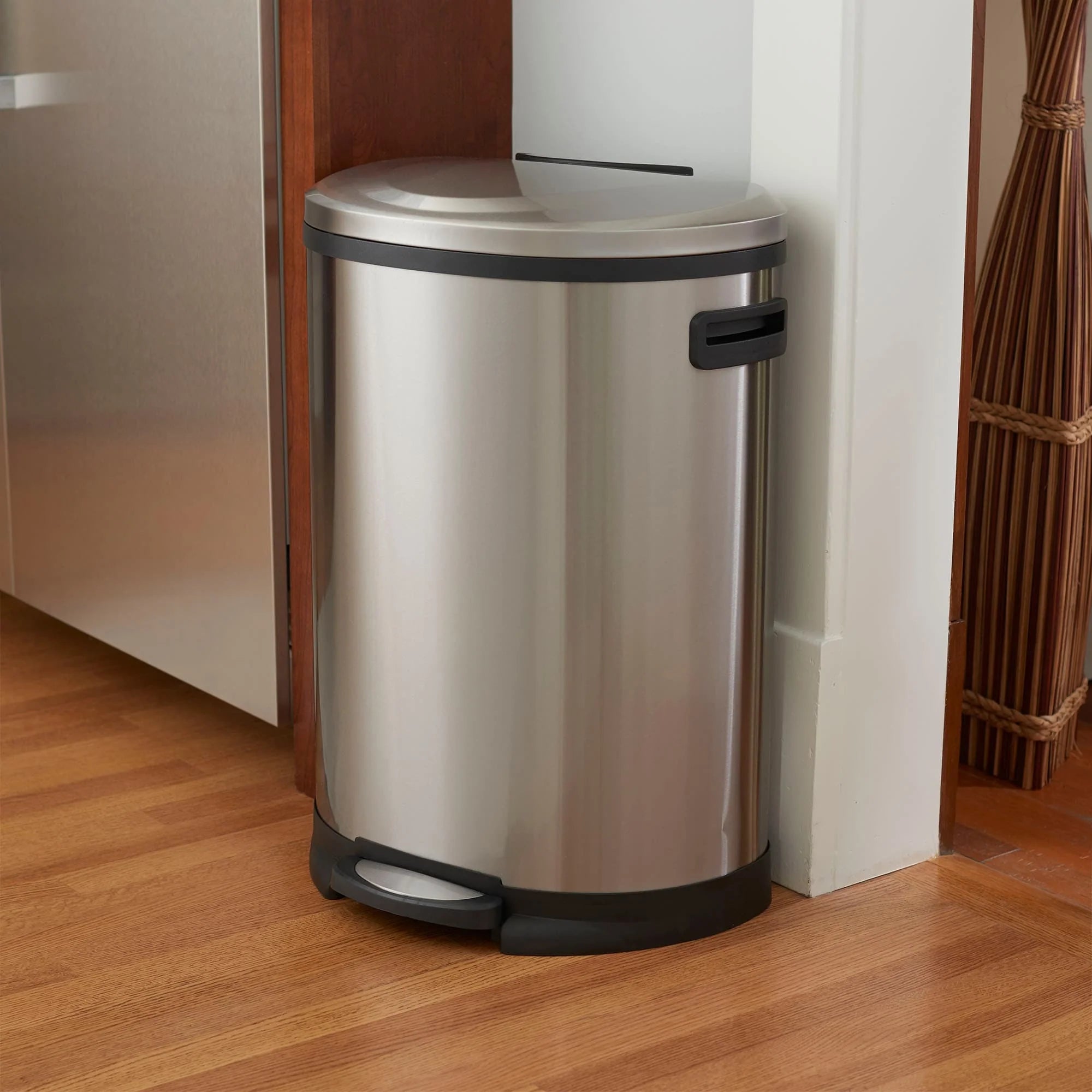Household Essentials Stainless Steel Step Trash Can with Plastic Liner