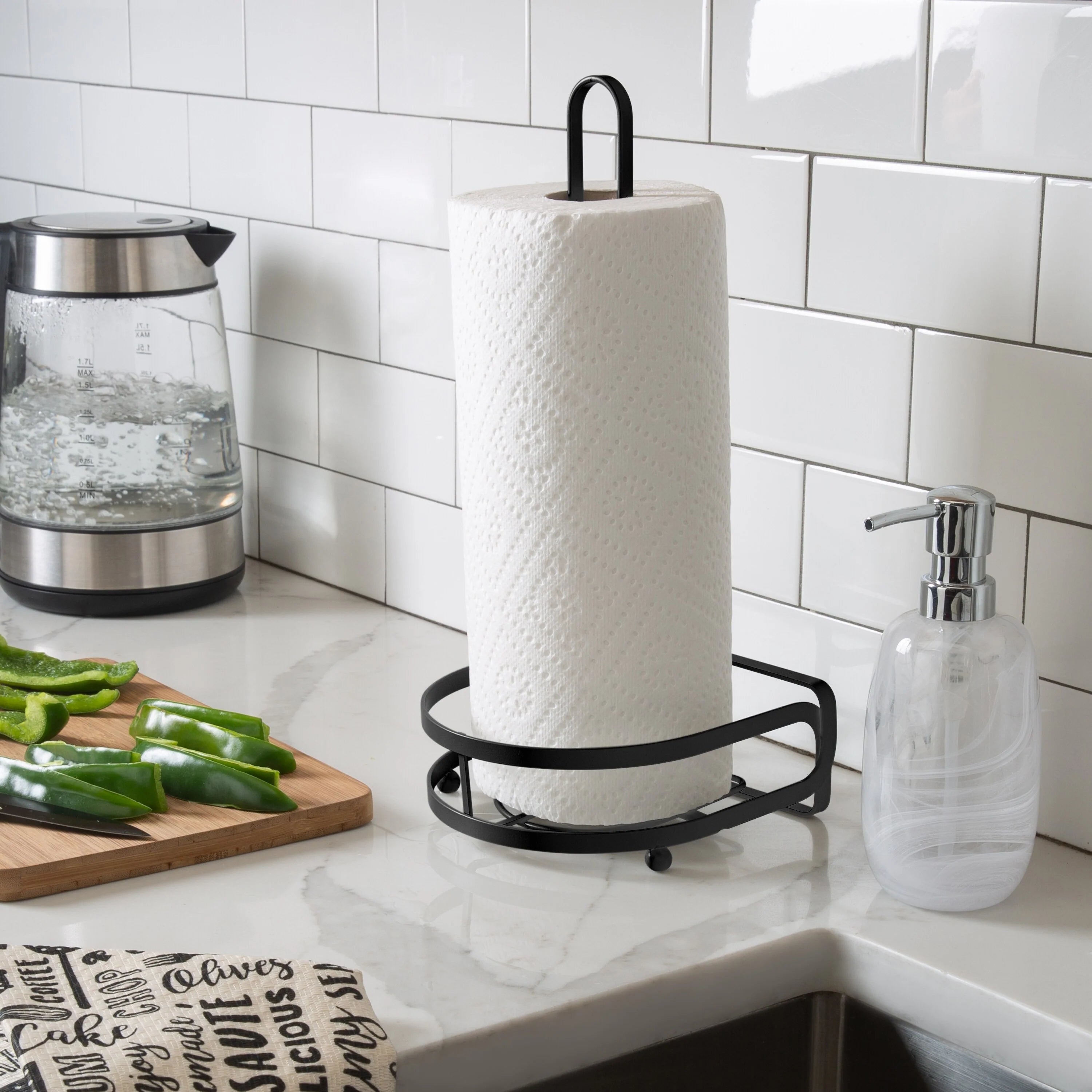 Kitchen Details Industrial Collection Paper Towel Holder in Matte Black - 6.26" x 6.5" x 13.66"