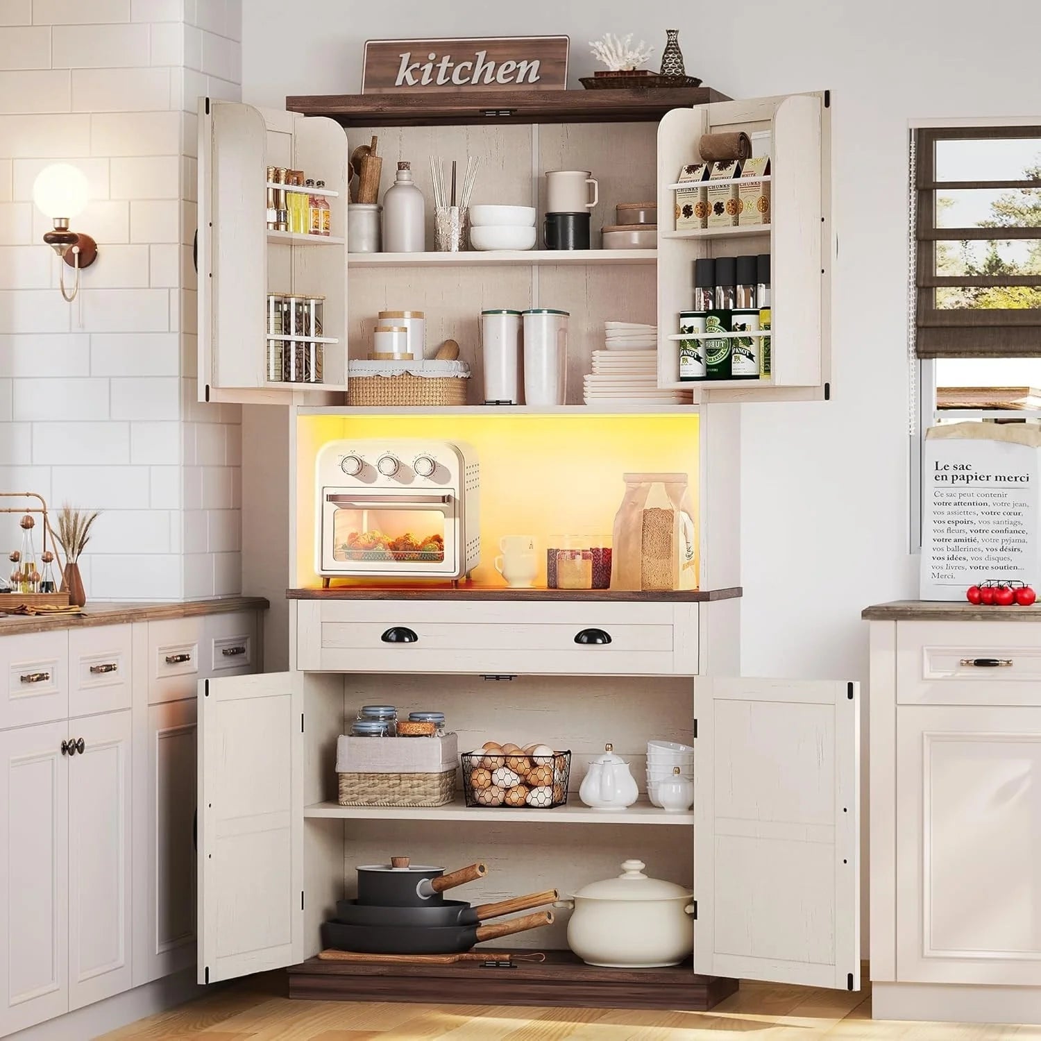 Farmhouse Kitchen Storage Cabinet Pantry Cabinet Home Bar