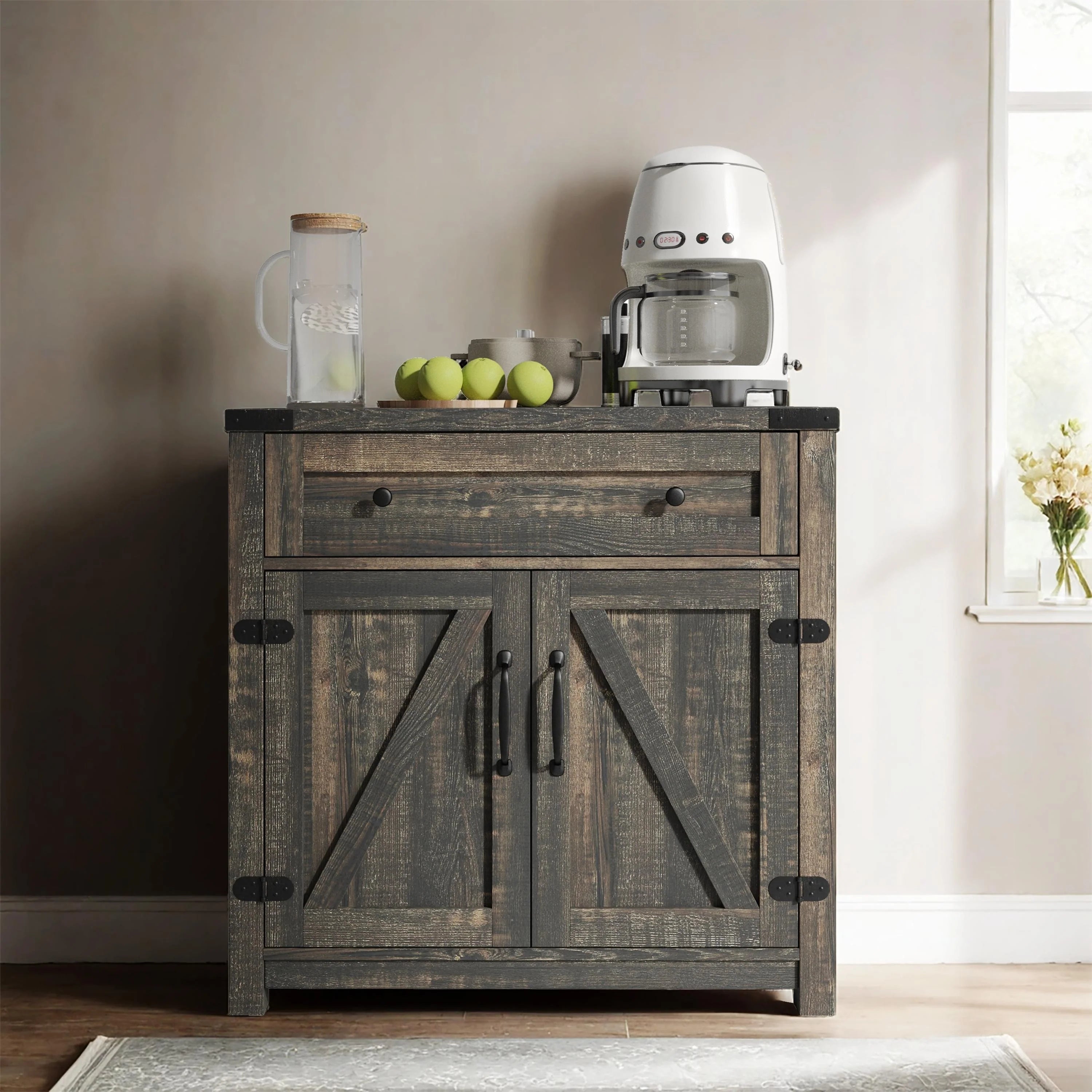 Modern Farmhouse Double Barn Door Accent Cabinet
