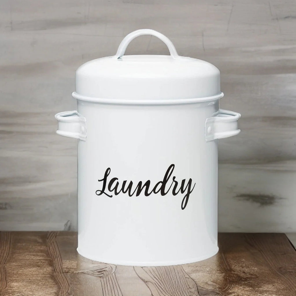 Amici Home Launderette Metal Canister Laundry Detergent Storage Tin
