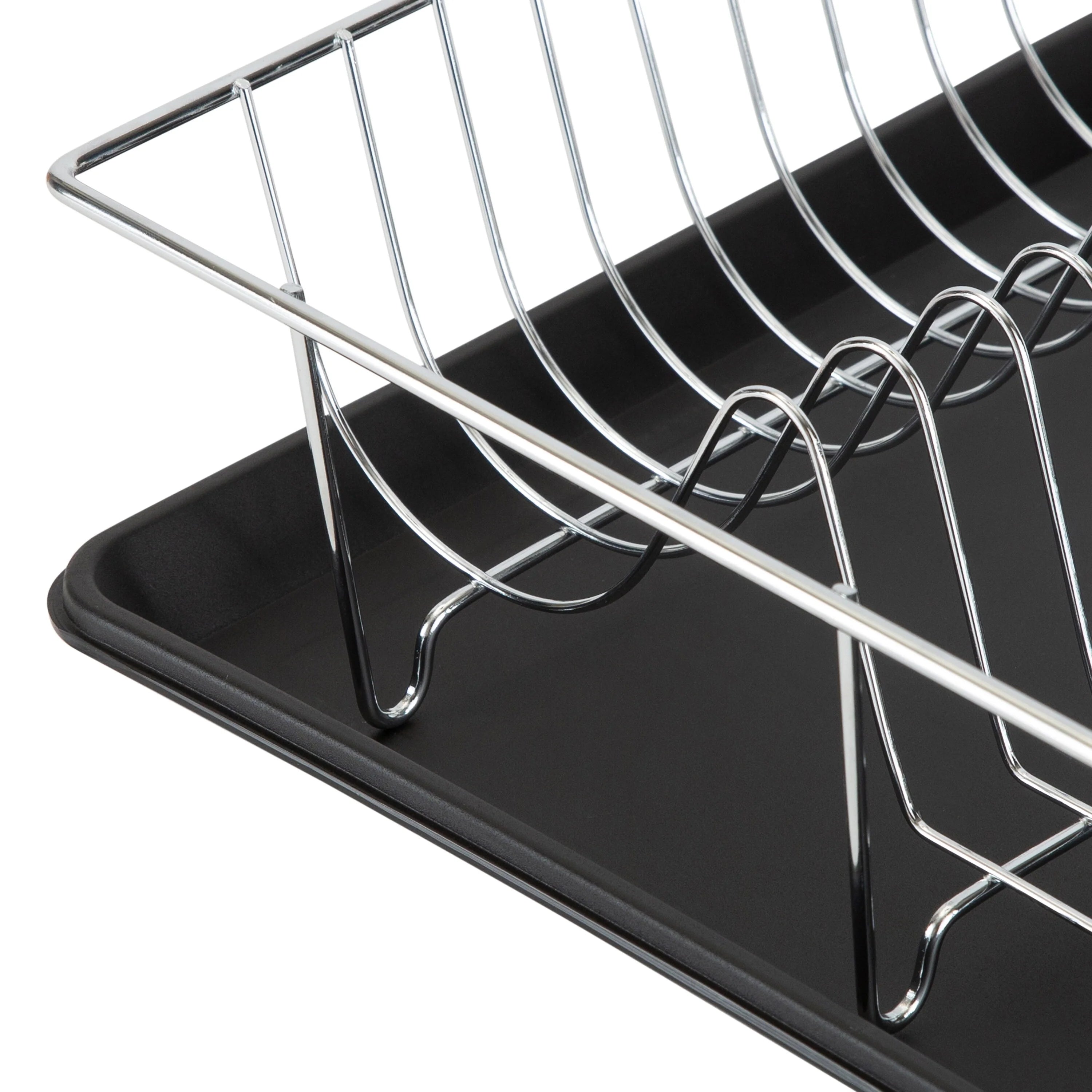 Simply Kitchen Details Chrome and Black Iron 3-piece Dish Rack With Tray - 19"x12"x4"