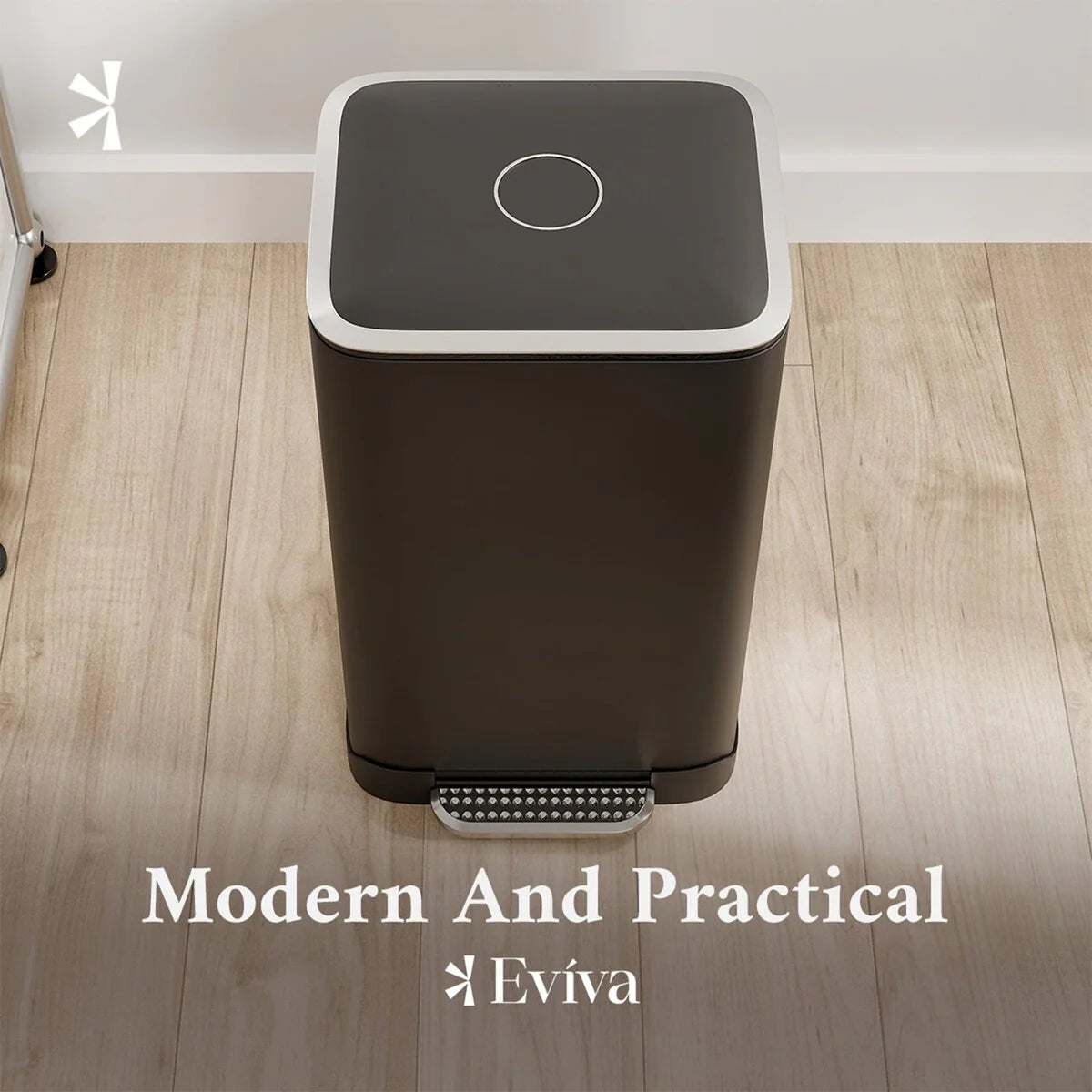 Totti 8 Gallon (32L) Matte Black Pedal Trash Can with Soft Closing