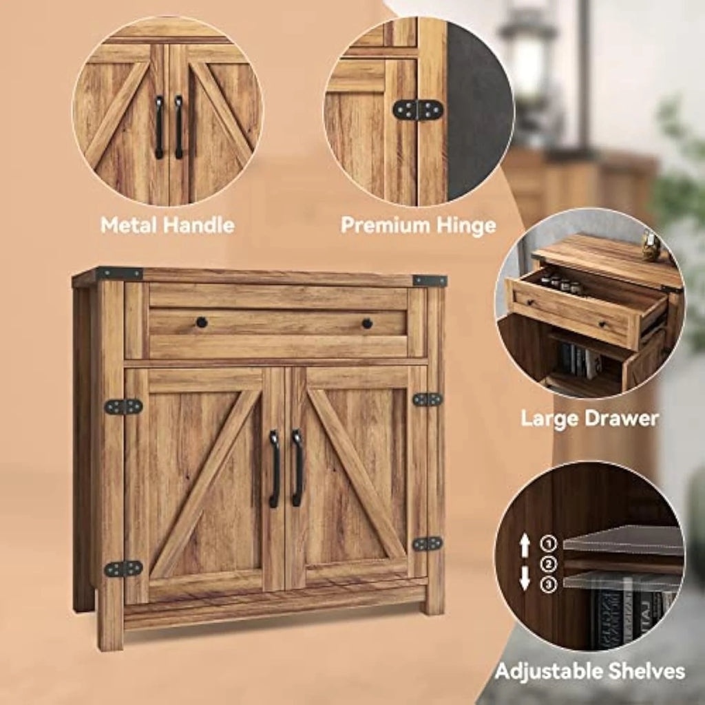 Farmhouse Cabinet with Drawers and Doors 31.5 inch - 15.75"D x 31.5"W x 31.5"H