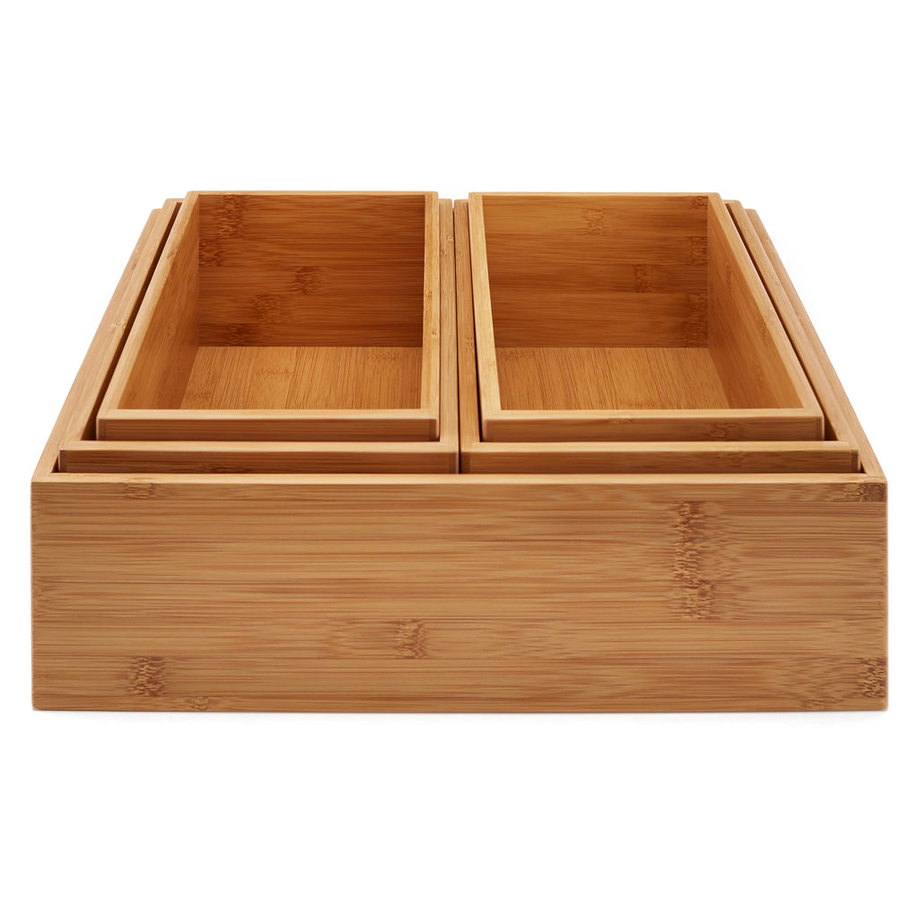 Seville Classics 5-Piece Bamboo Storage Organizer Box Set - Brown