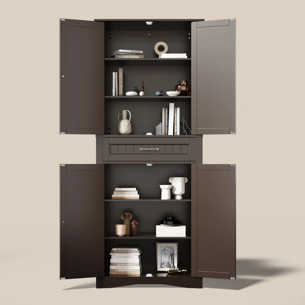 71''Kitchen Pantry Storage Cabinet, Storage Cabinet Buffet, Freestanding Kitchen Storage Cabinet with 4 Adjustable Shelves