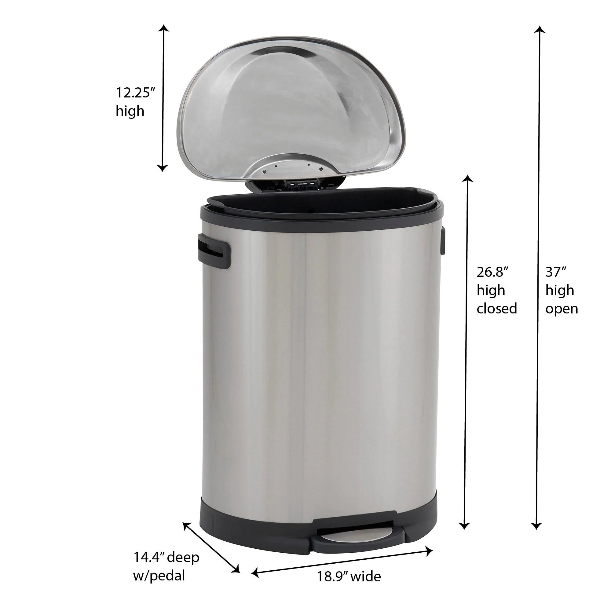 Household Essentials Stainless Steel Step Trash Can with Plastic Liner