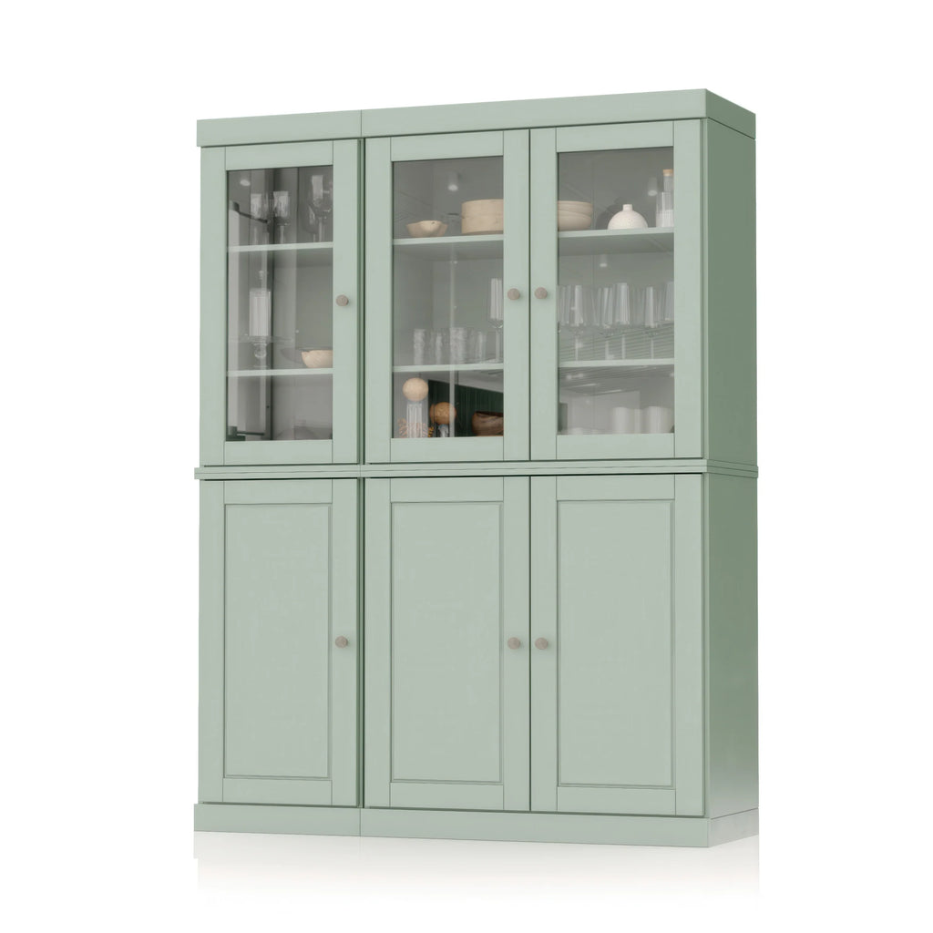 Palace Imports 100% Solid Wood China Pantry with Glass or Solid Wood Doors and 2-Drawers - 48.5" x 71.5"