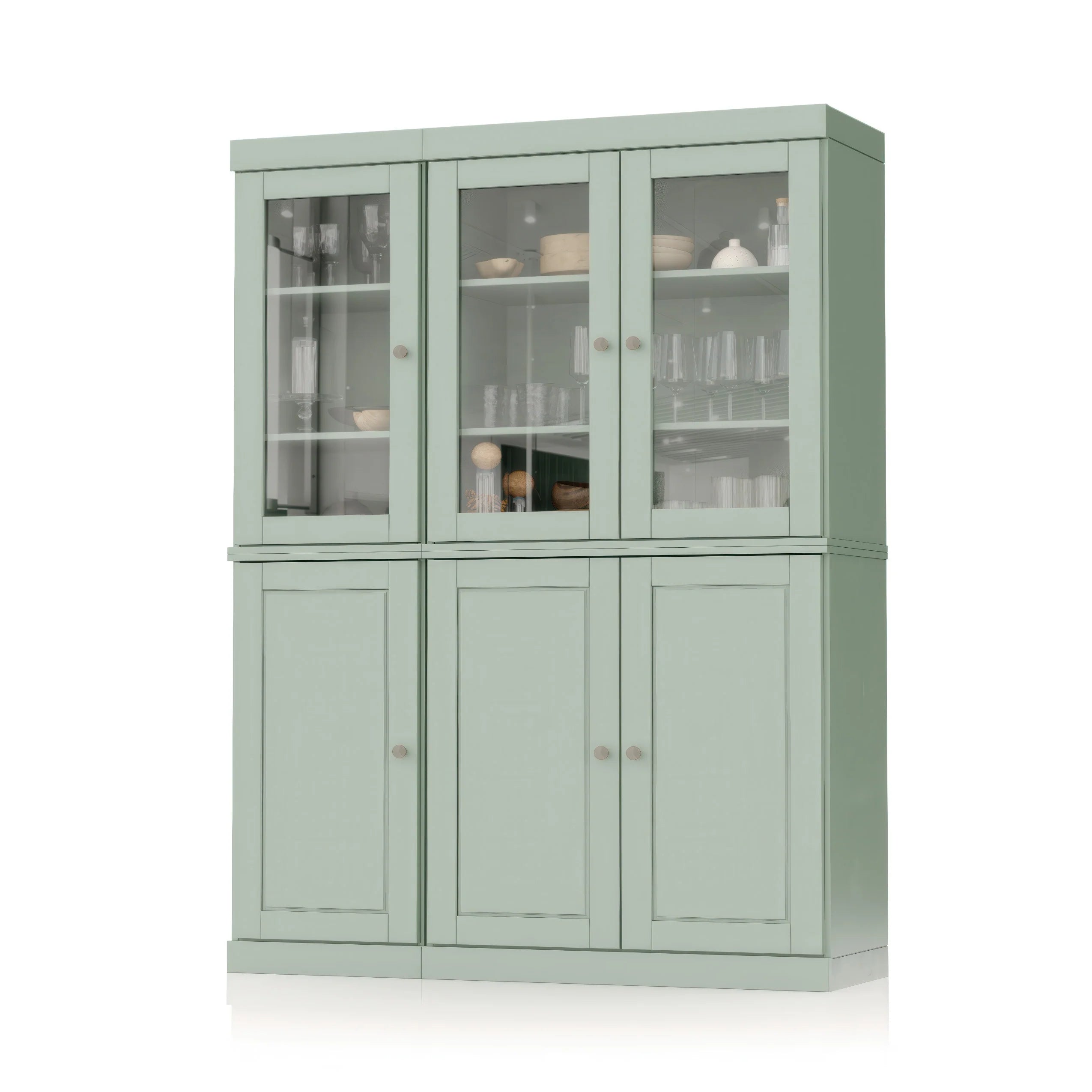 Palace Imports 100% Solid Wood China Pantry with Glass or Solid Wood Doors and 2-Drawers - 48.5" x 71.5"
