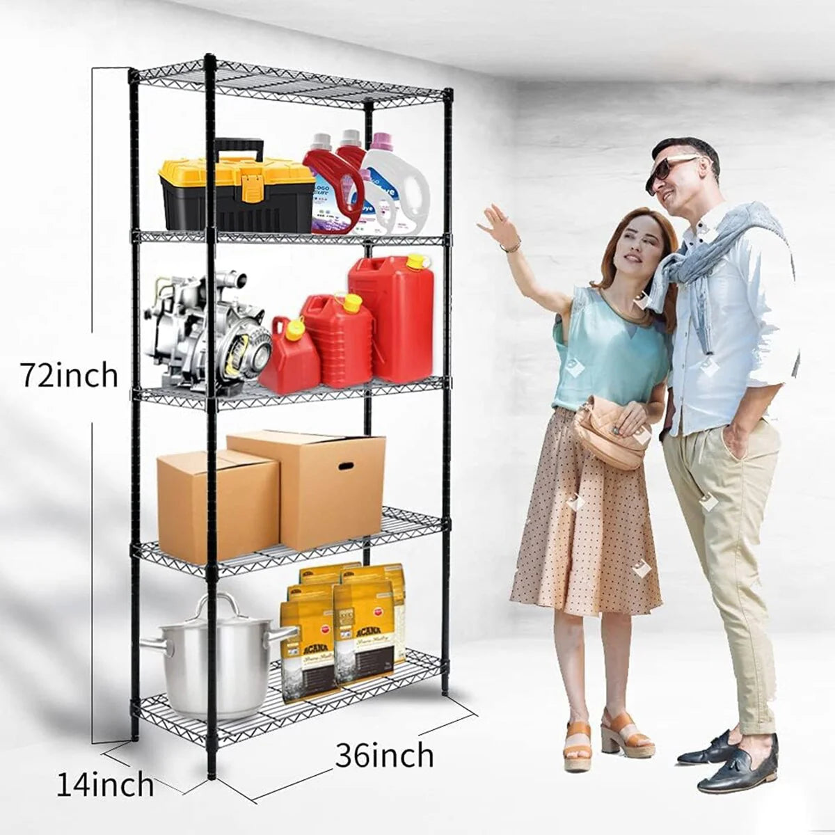 5-Shelf Heavy Duty Carbon Steel Shelving Unit 150lbs/Shelf