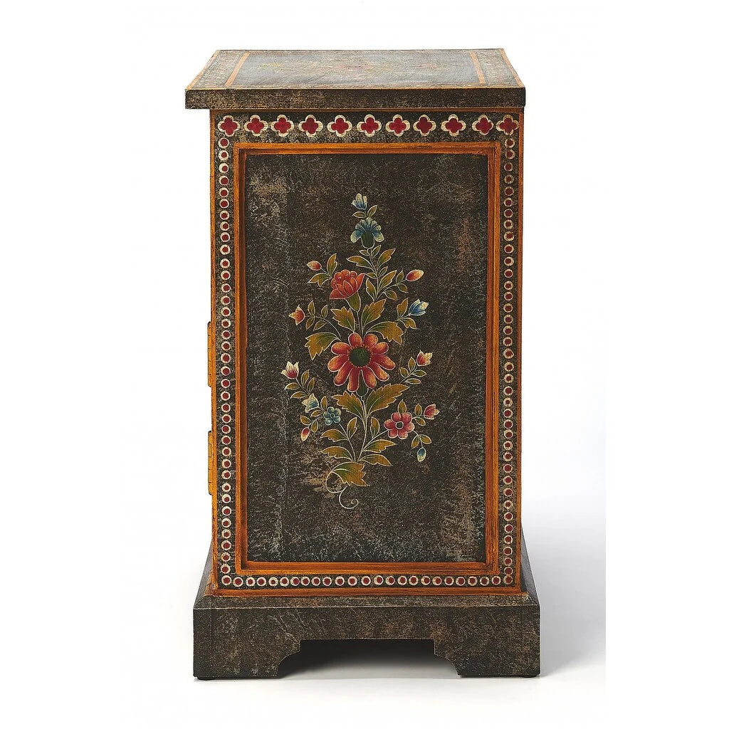 18" Dark Brown Solid Wood Frame Accent Cabinet With Two Drawers