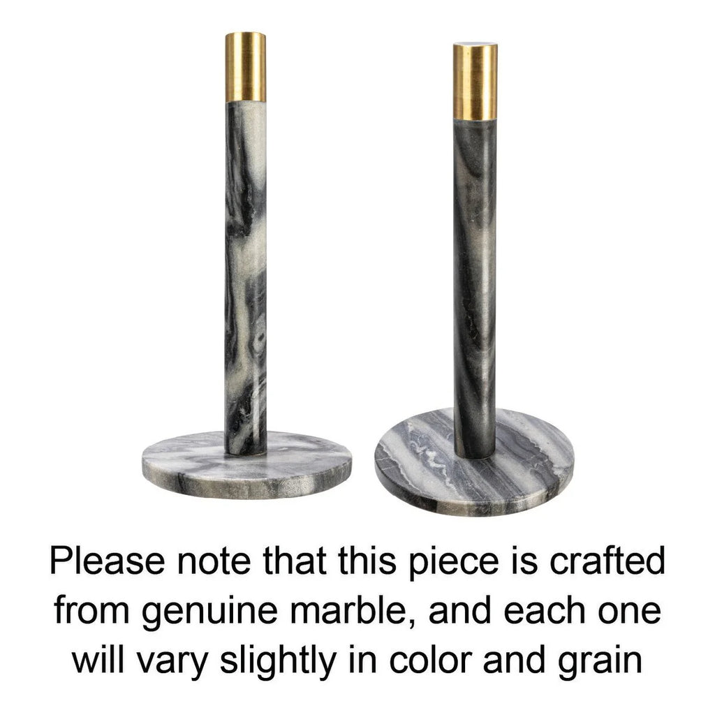 Marble Paper Towel Holder with Brass Accent Band