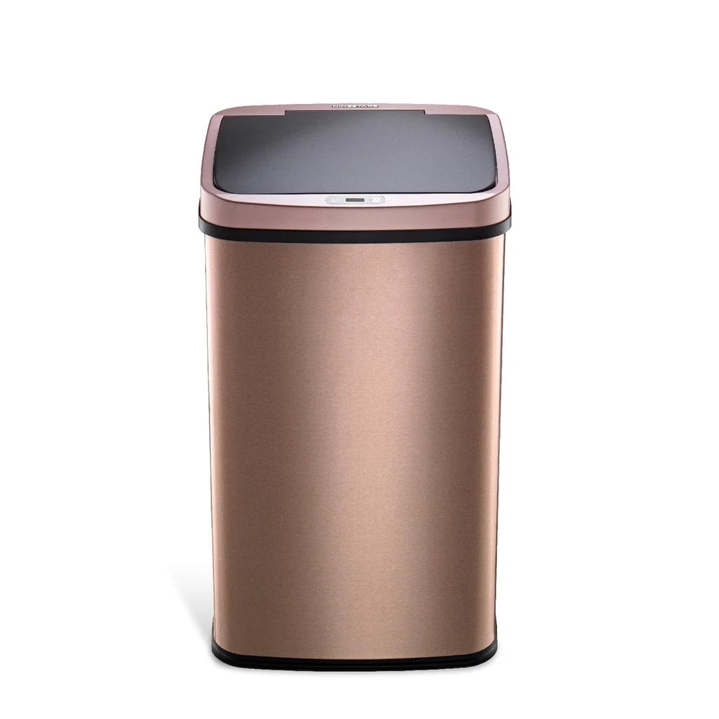 NINESTARS Rectangular Motion Sensor Trash Can 13.2 Gal./50 L Gold DZT-50-28GD