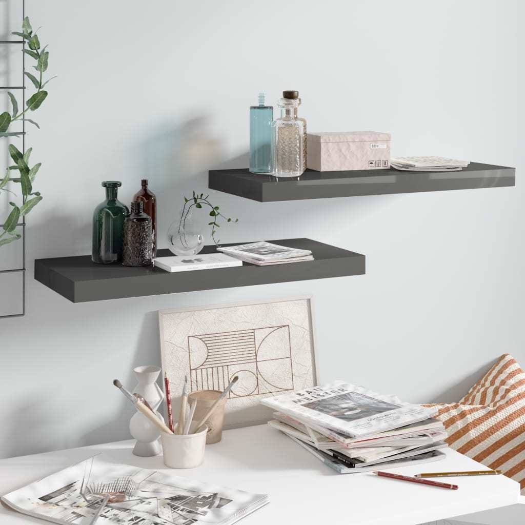 Floating Wall Shelves 2 pcs 23.6"x9.3"x1.5" MDF - 23.6" x 9.3" x 1.5" (L x W x H)