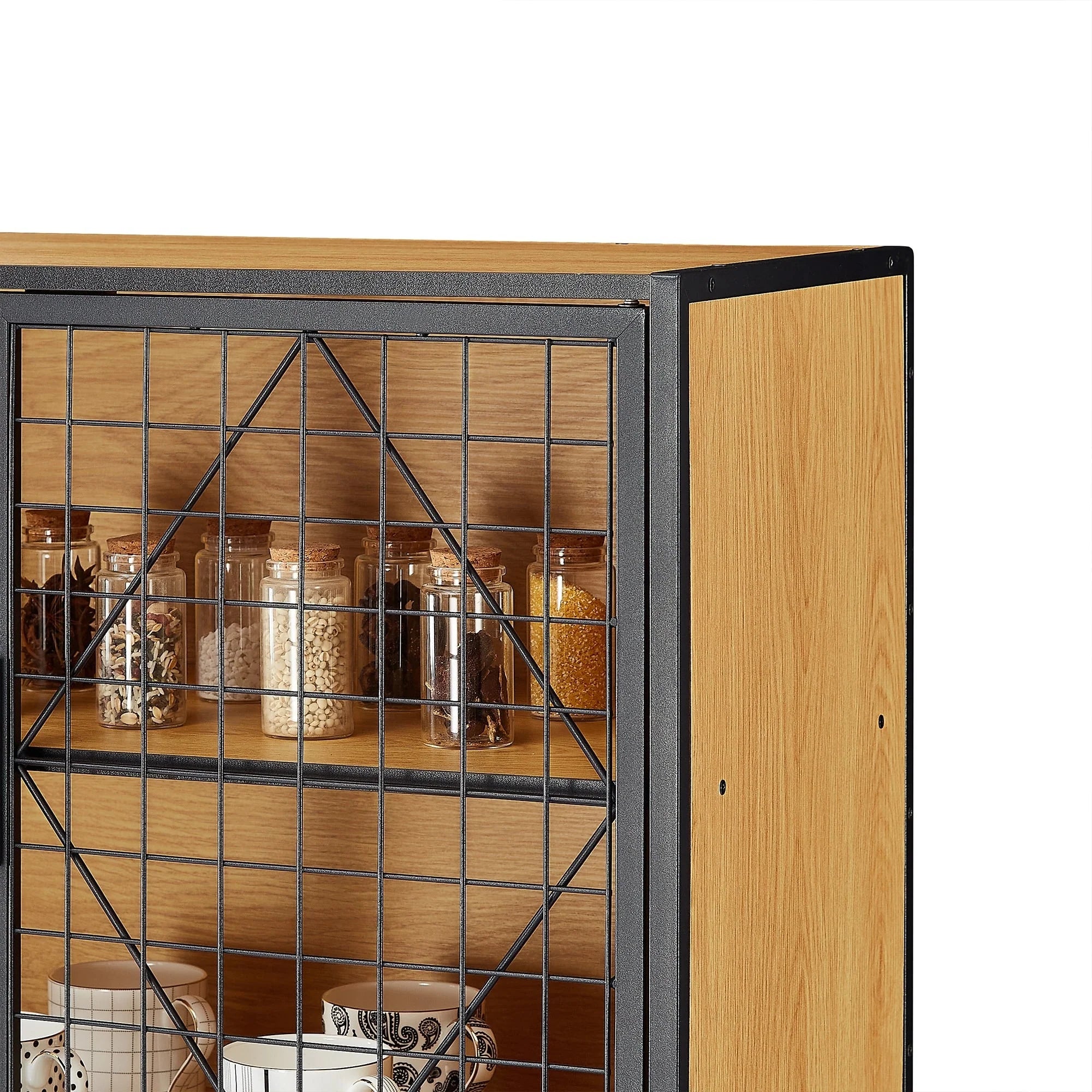 Javlergo 72" Kitchen Pantry Cabinet with Door and Shelves, Tall Kitchen Hutch Cabinet with Microwave Stand