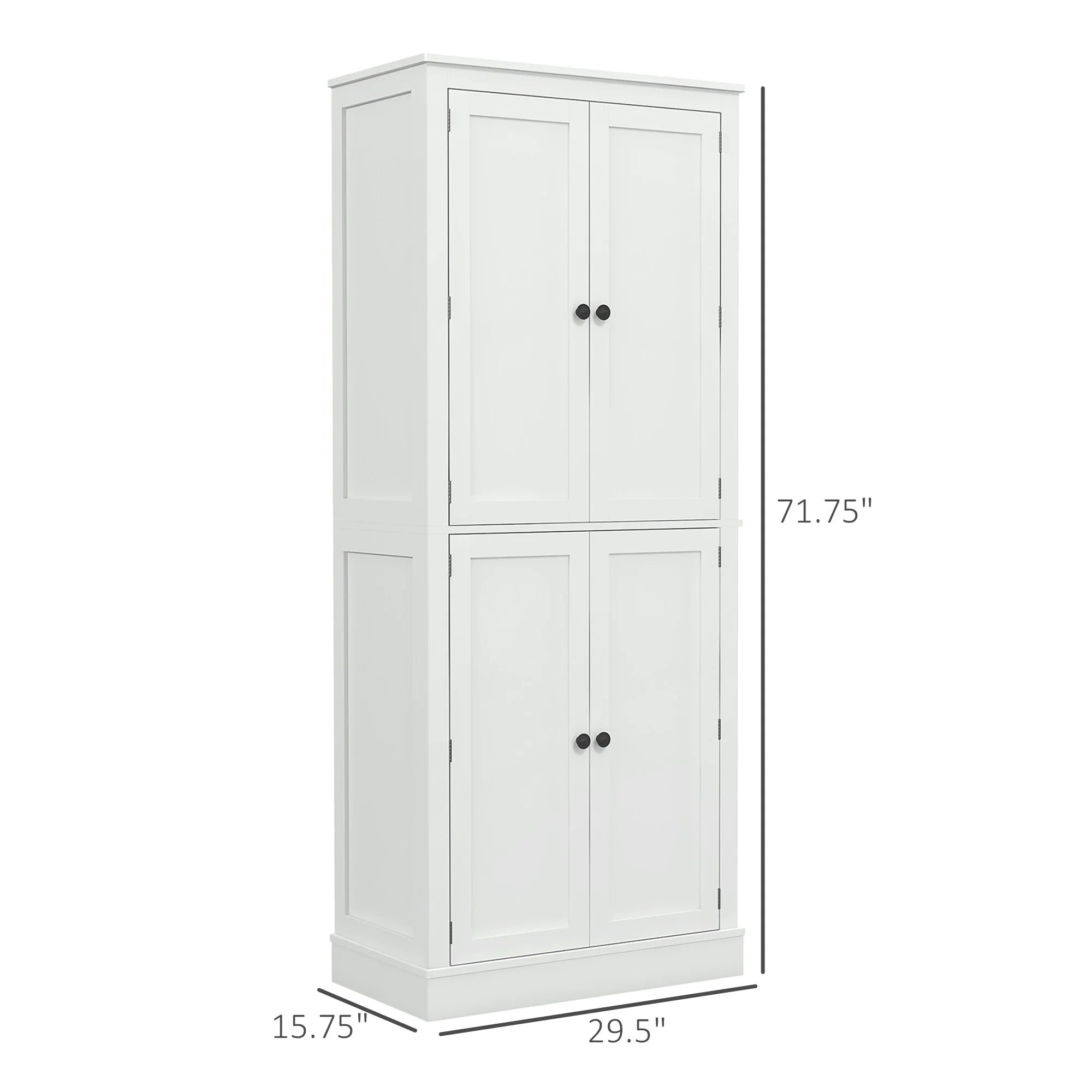 HOMCOM 72" Kitchen Pantry, Modern 4-Door Kitchen Storage Cabinet with Inside Drawer, Hanging Door Shelves,White