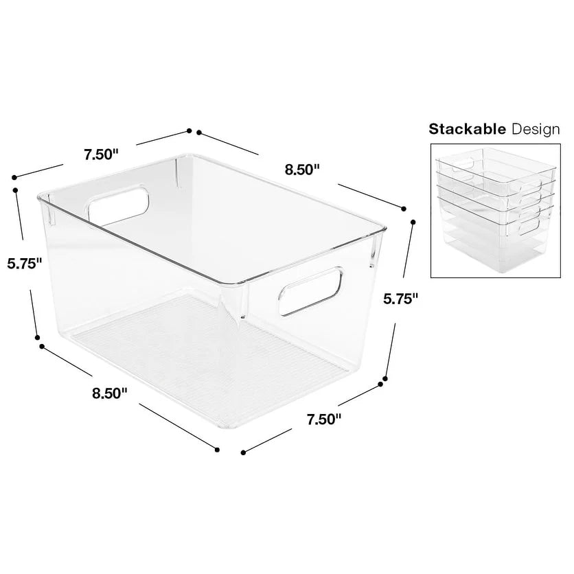 Sorbus Plastic Storage Bins Clear Pantry Organizer Box Bin Containers
