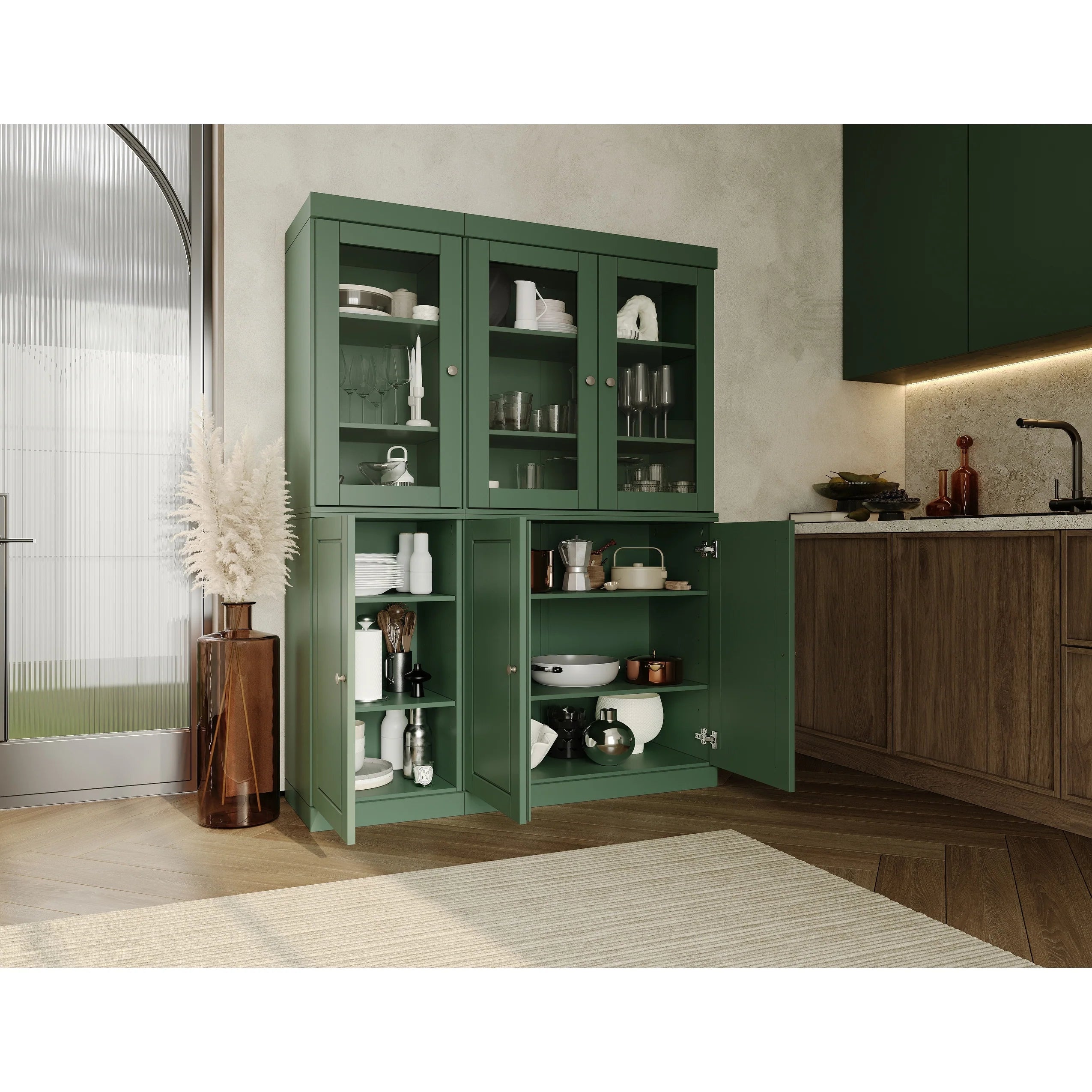 Palace Imports 100% Solid Wood 48.5" China Pantry Cabinet with Solid or Clear Glass Doors and Adjustable Shelves - 48.5" x 71.5"