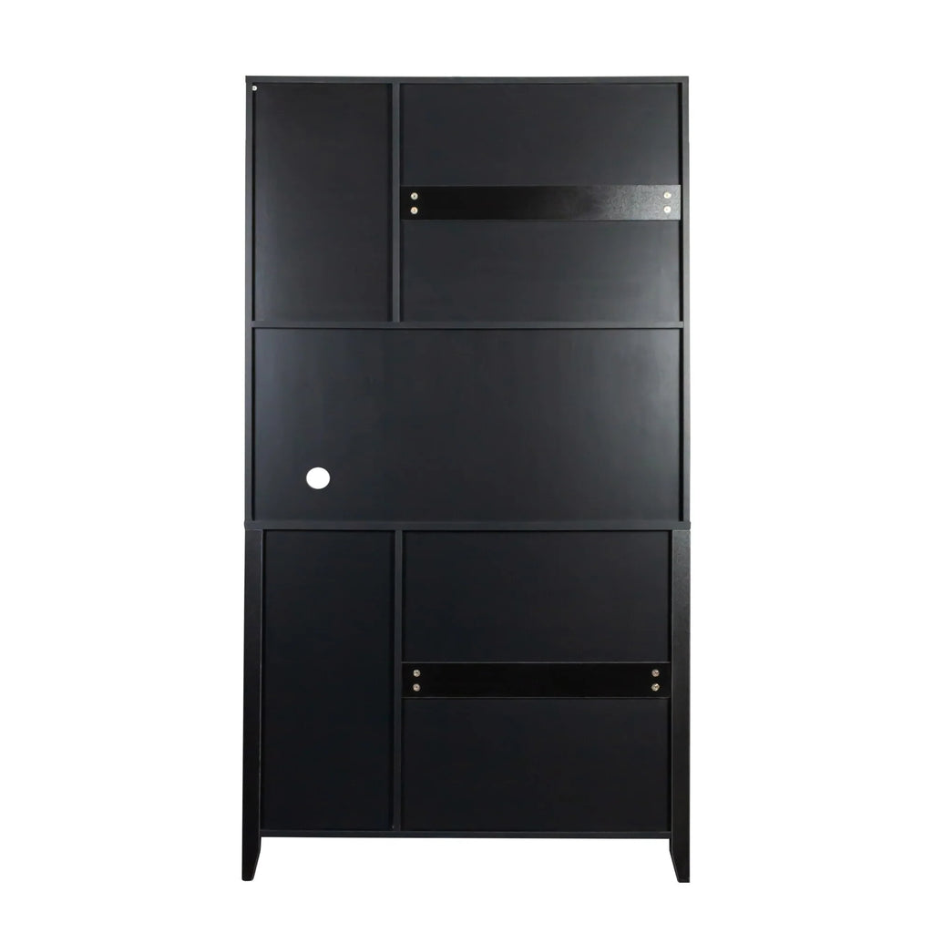 Pantry Storage Cabinet with Glass Doors - N/A