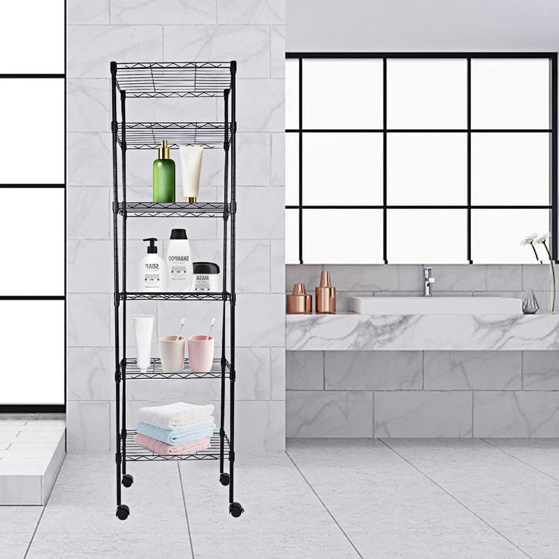 6-Tier Steel Wire Shelving with Wheels Adjustable Storage Units