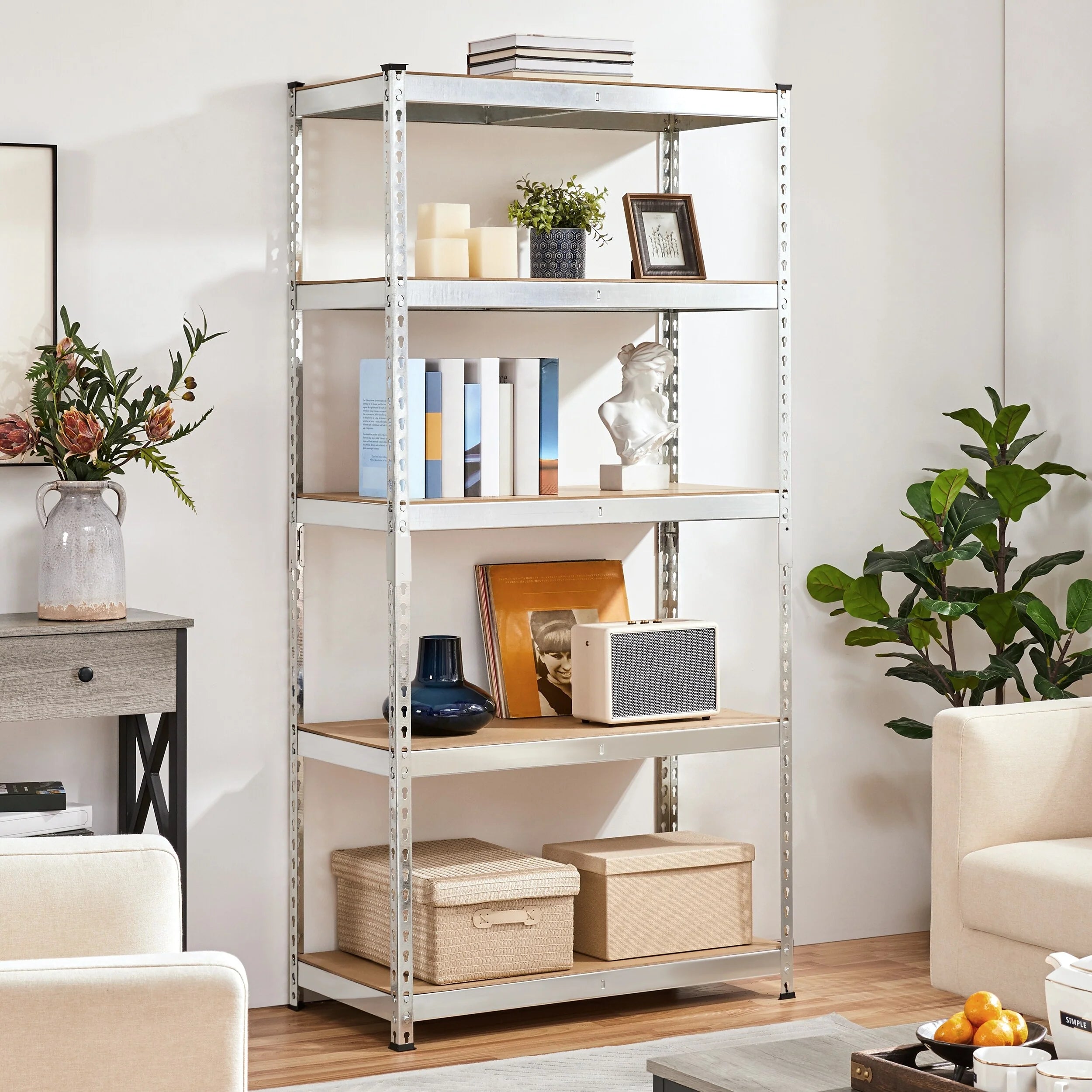 Yaheetech Metal Storage Shelving 5 Tiers Boltless Display Stand, L35.5 x W17.5 x H72 inch, Adjustable Racks
