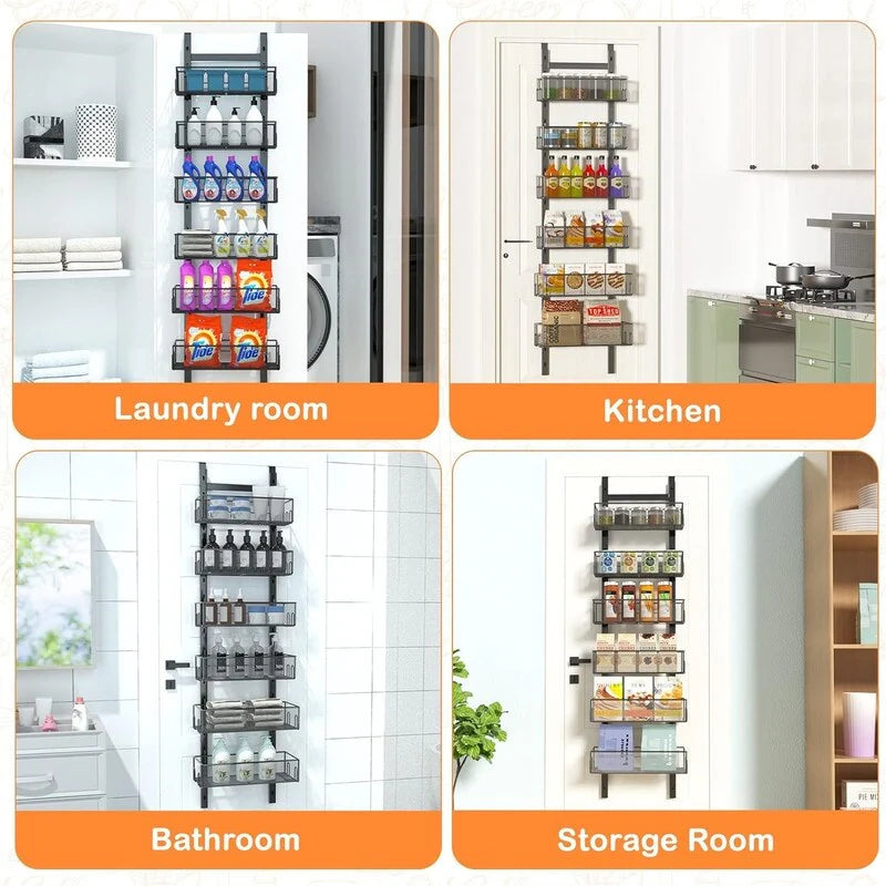 6-Tier Adjustable Metal Hanging Spice Rack - 5.31"D x 13.77"W x 52.8"H