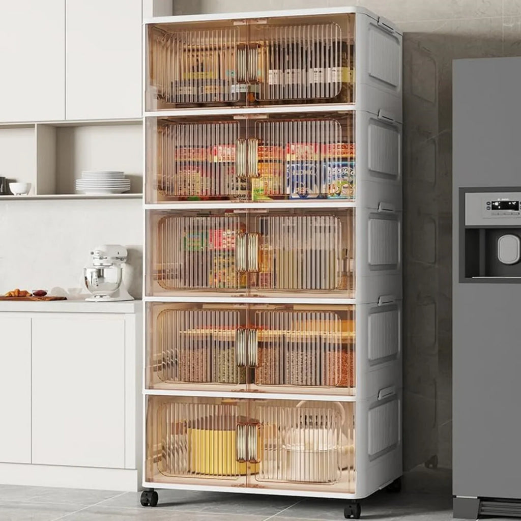 Stackable Closet Organizer Collapsible Storage Bins with Lids Organizer with Wheels for Home, Kitchen, Office