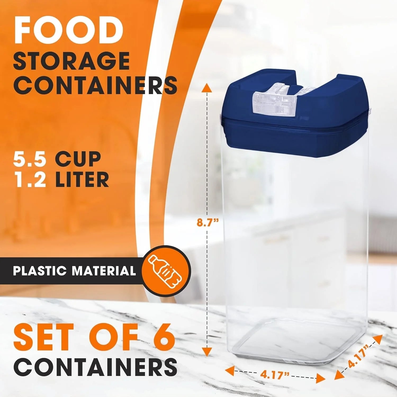 Cheer Collection Set of 6 Uniform Size Airtight Food Storage Containers
