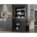 100% Solid Wood Kitchen Pantry Cabinet with 2 Clear Glass or Solid Wood Doors and 2-Drawer Organizer by Palace Imports