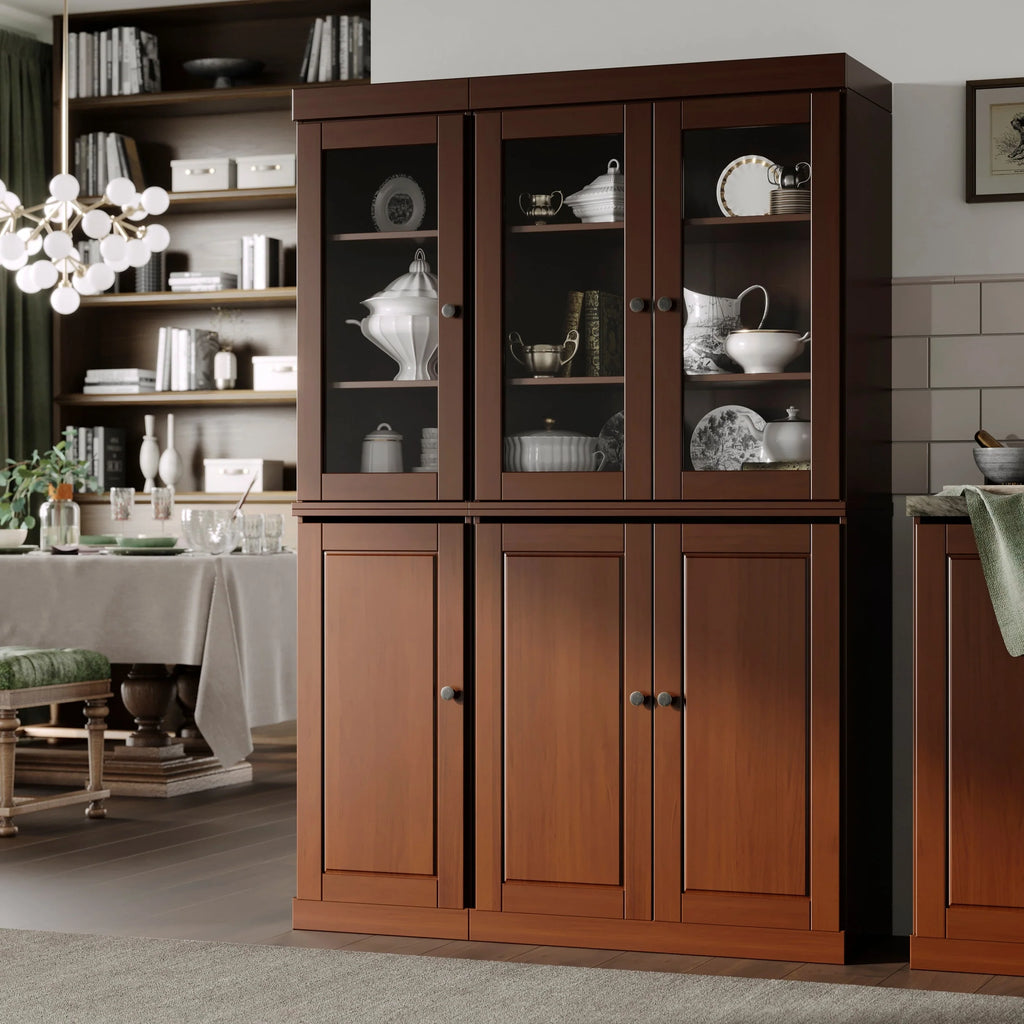 Palace Imports 100% Solid Wood China Pantry with Glass or Solid Wood Doors and 2-Drawers - 48.5" x 71.5"