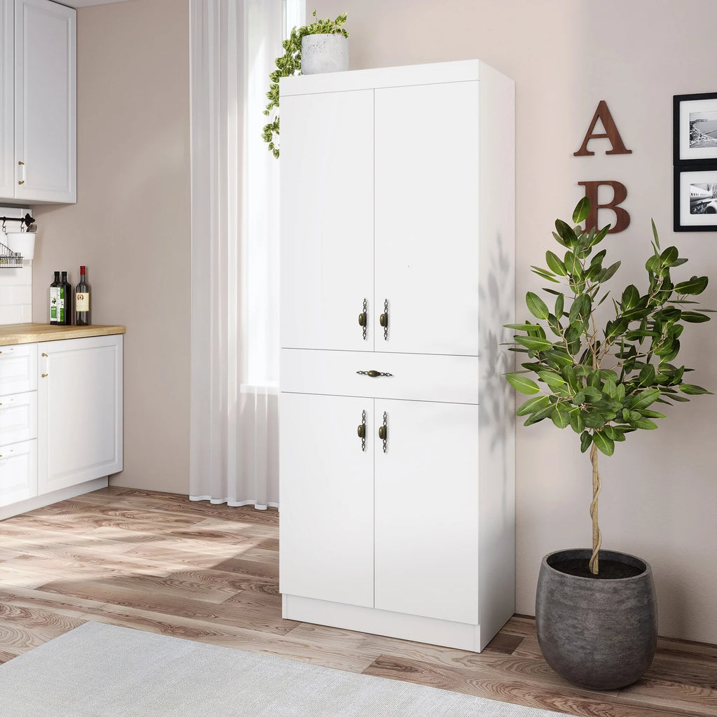 Living Skog Monti Food Pantry Storage Kitchen Cabinet with Adjustable Shelves and Drawer