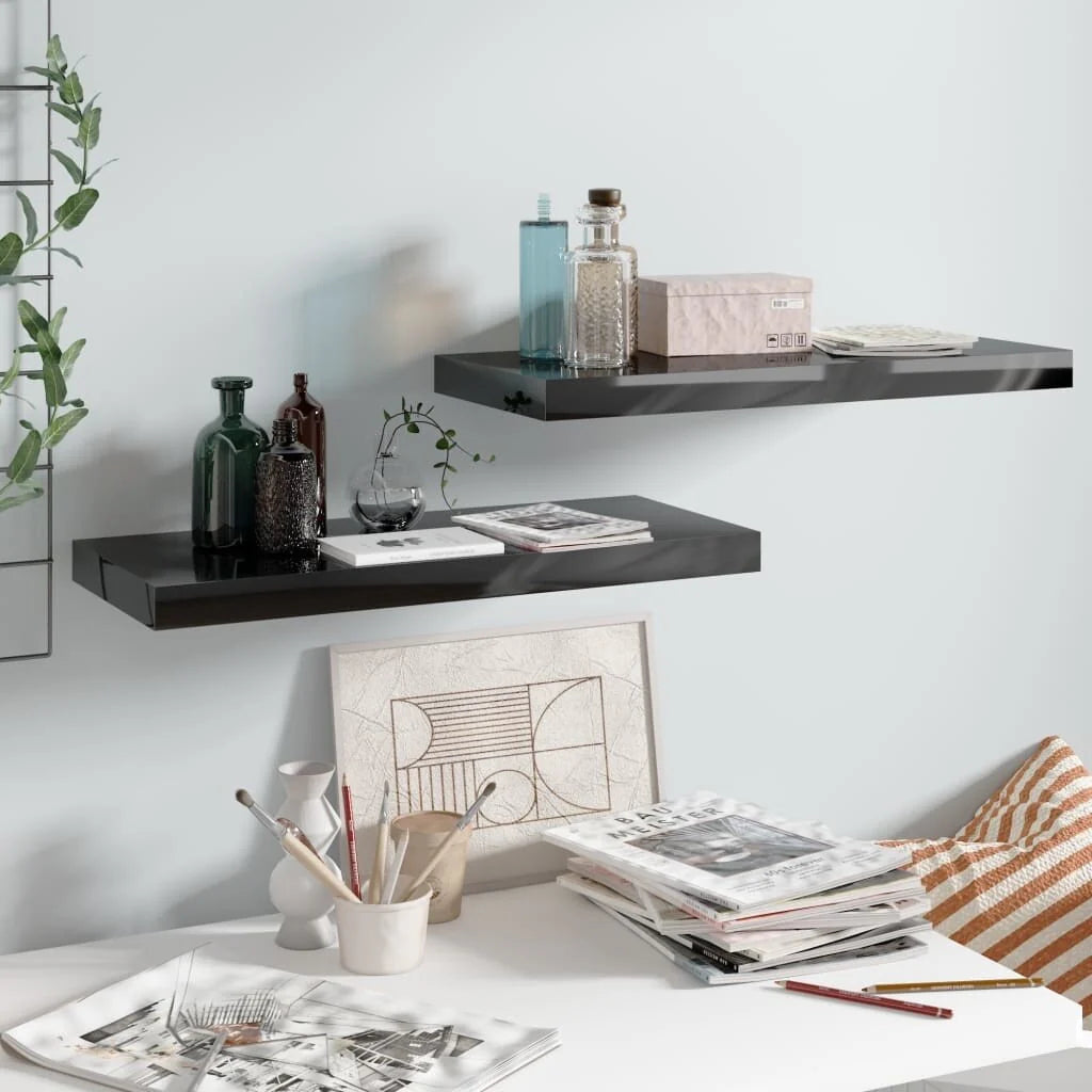 Floating Wall Shelves 2 pcs 23.6"x9.3"x1.5" MDF - 23.6" x 9.3" x 1.5" (L x W x H)