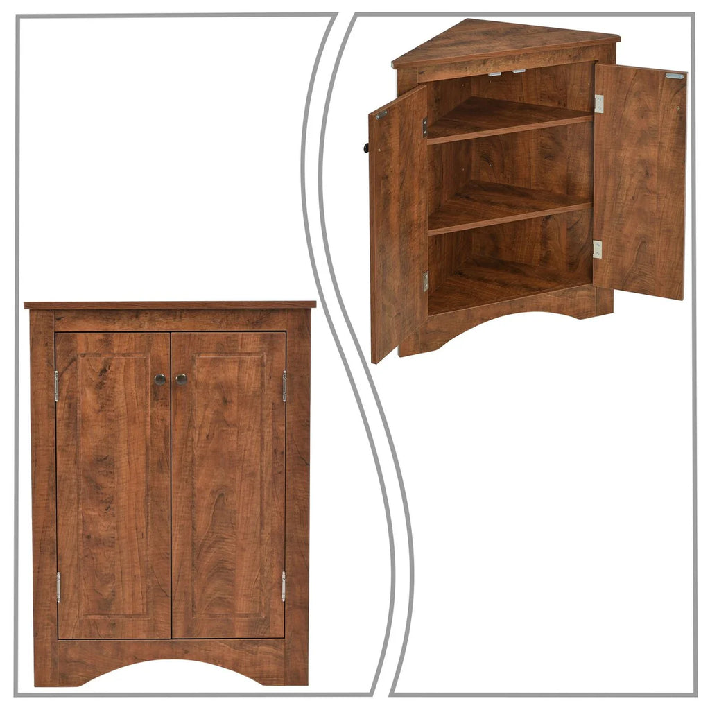 Modern Stylish Triangle Corner Storage Cabinet with Two Adjustable Internal Shelves
