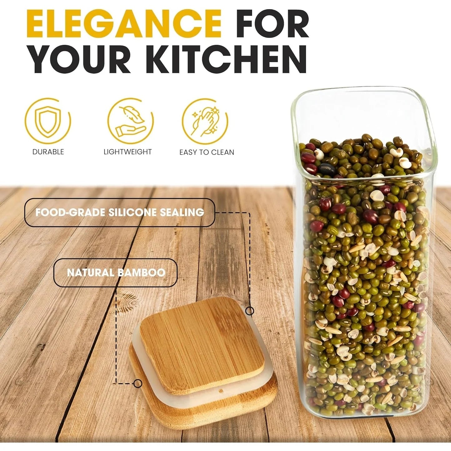Berkware Mini Glass Jar Set with Bamboo Lids