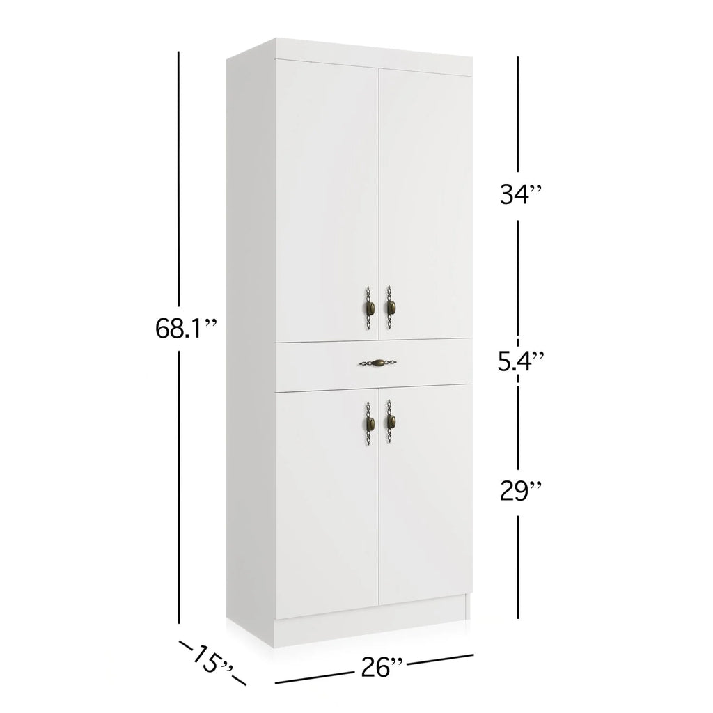 Living Skog Monti Food Pantry Storage Kitchen Cabinet with Adjustable Shelves and Drawer