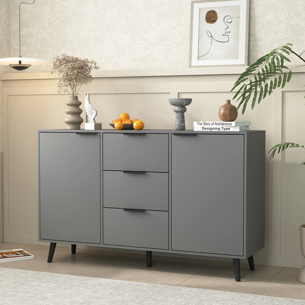 Sideboard Buffet Cabinet with Storage, Wood Coffee Bar Cabinet with Drawers & Doors