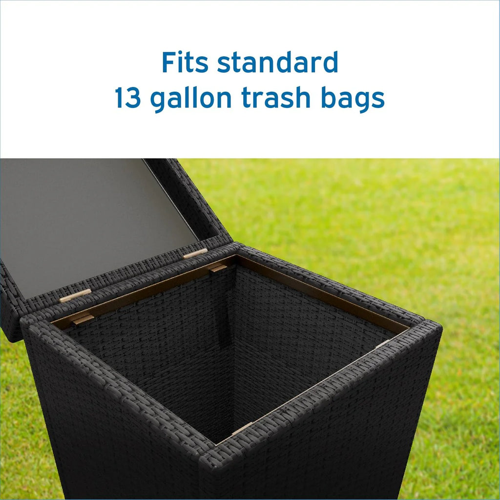Nestl Outdoor Trash Can with Lid - 30 Gallon Durable Wicker Garbage Can for Patio