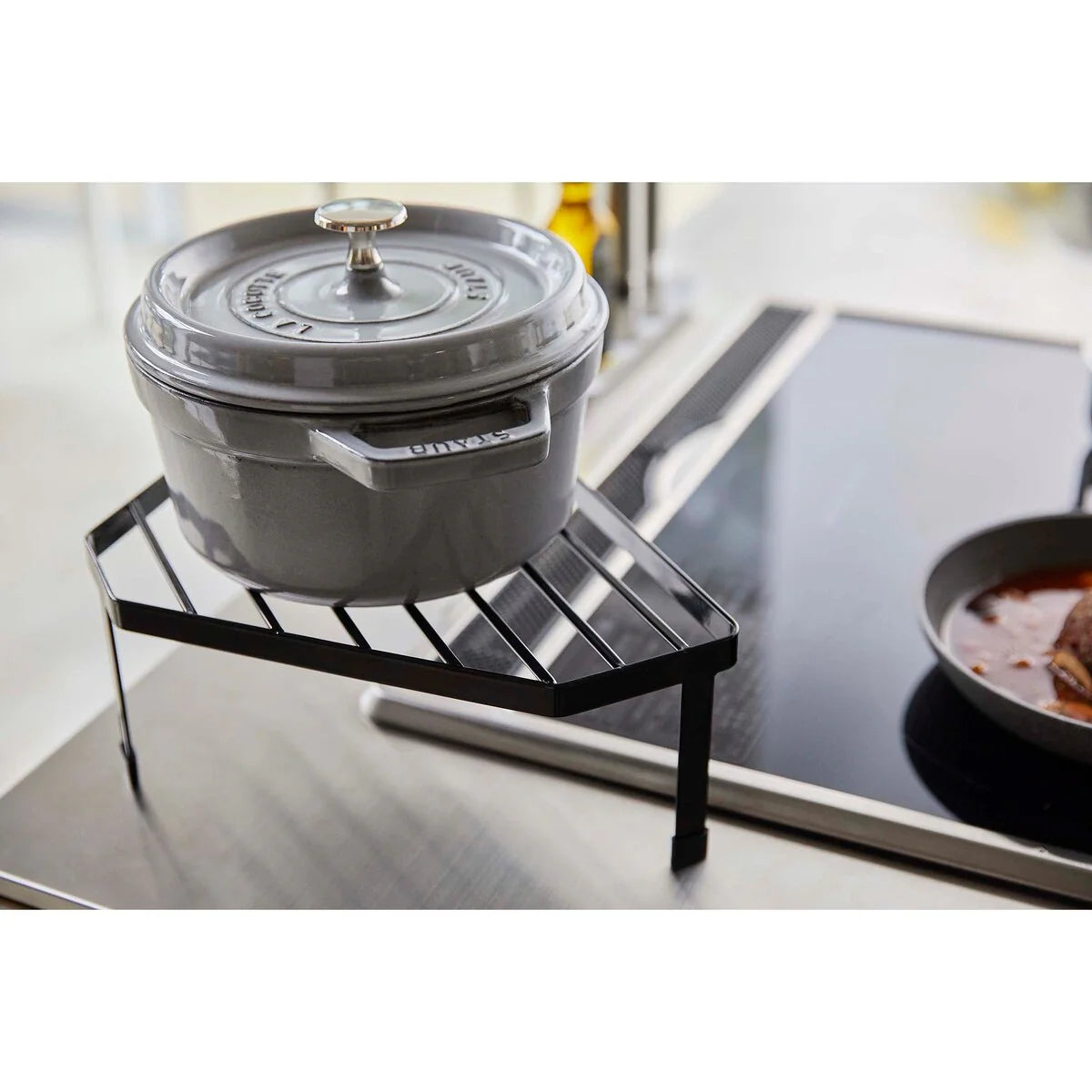 Yamazaki Home Corner Riser - One-Tier, Steel, Holds 11 lbs - L 8.86 x W 13.39 x H 4.41 inches