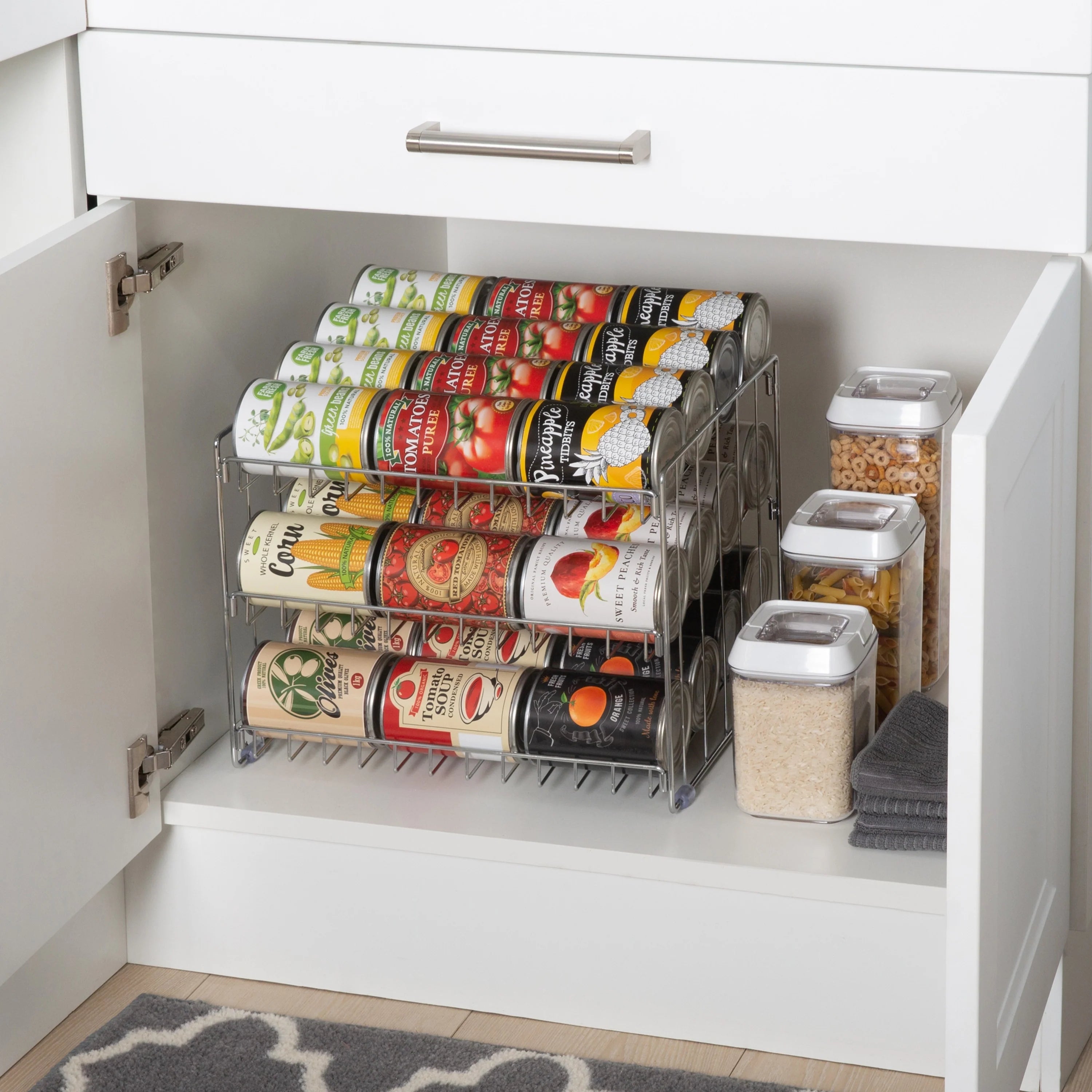 Kitchen Details 3 Tier Can Storage Organizer Rack - 14.5"x 11.4"x 11"