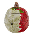 Park Designs Poinsettia Pine Cookie Jar - 9.25"H X 8.5"DIA