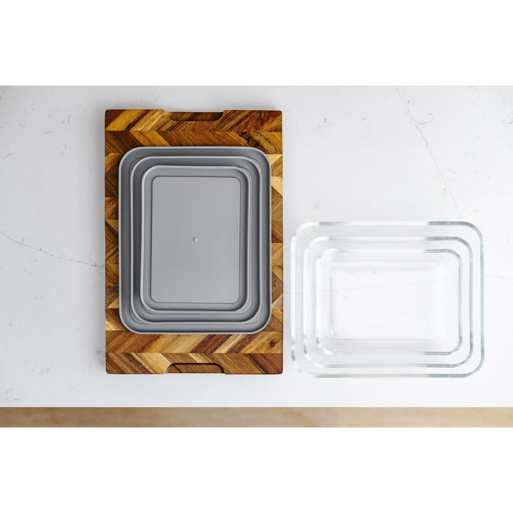 Glass Food Storage Set with Airtight Lids - Nesting, Space-Saving, BPA-Free, Microwave, Oven & Dishwasher Safe