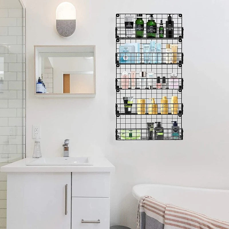 Spice Rack Organizer, 5-Tier Wall Spice Rack - 2.55"D x 17"W x 29"H