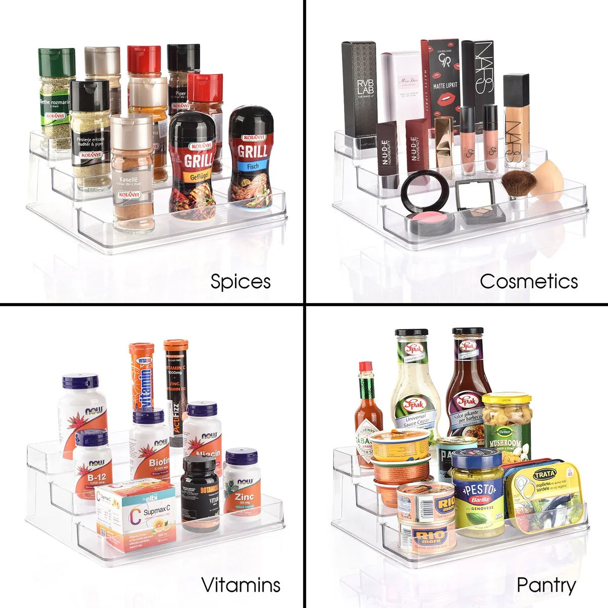Sorbus Spices Organizer Set with Lazy Susan and 3-Tier Spice Shelf - 10" L x 9.25" W x 4" H